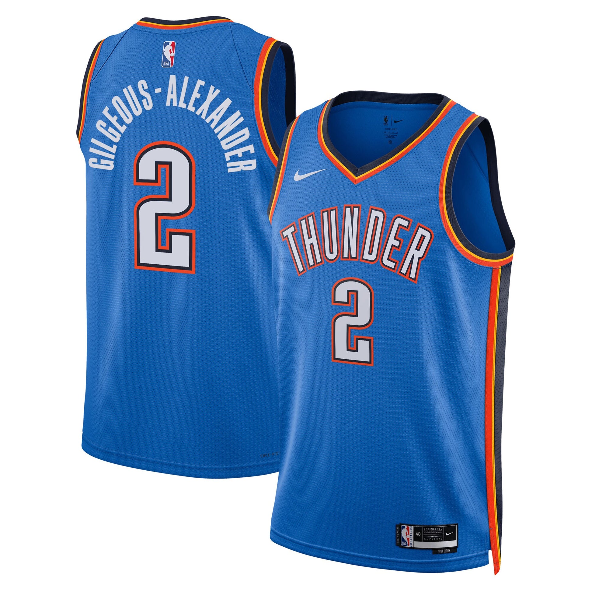 Unisex Oklahoma City Thunder Shai Gilgeous-Alexander Nike Blue Swingman Jersey - Icon Edition