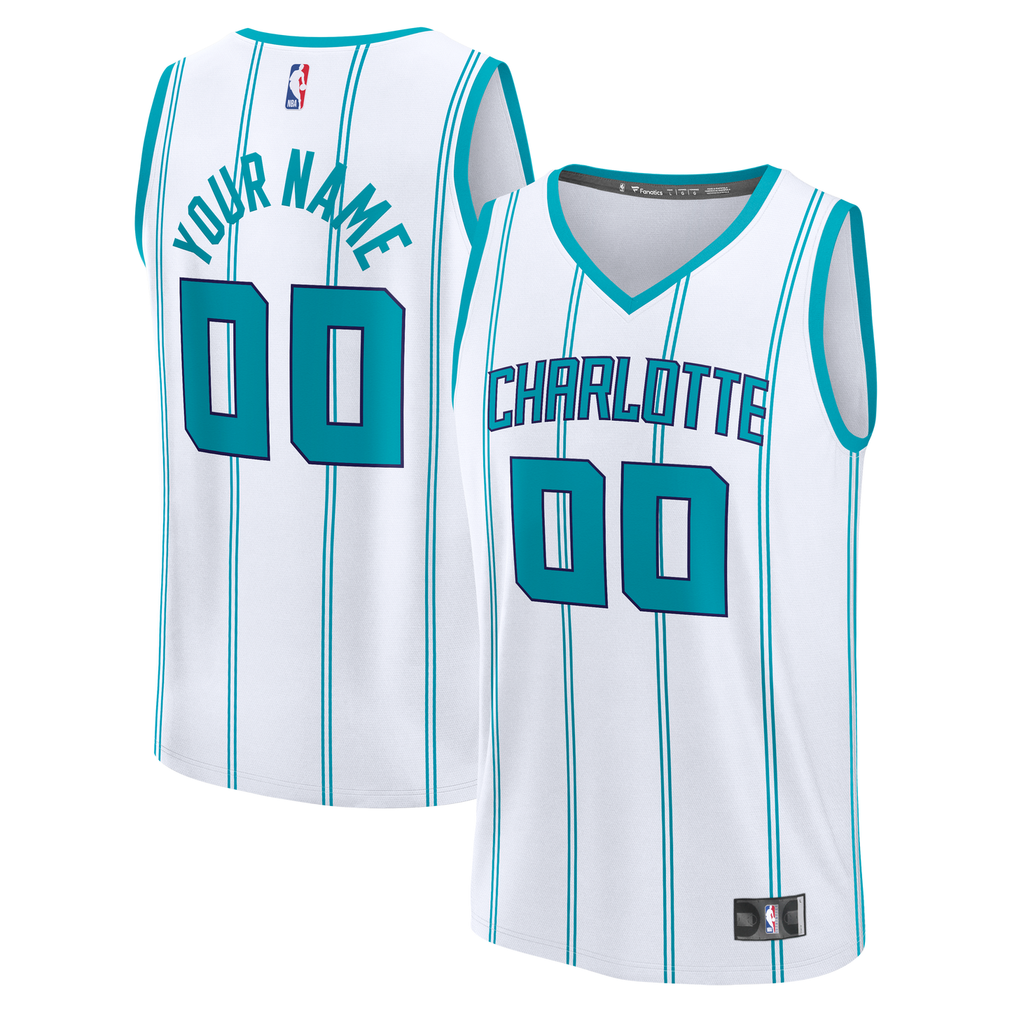 Men's Charlotte Hornets  Fanatics White Fast Break Custom Jersey - Icon Edition