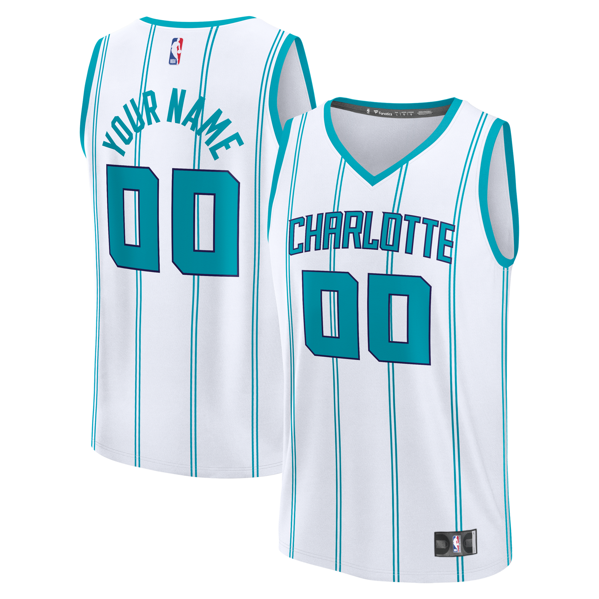 Men's Charlotte Hornets  Fanatics White Fast Break Custom Jersey - Icon Edition