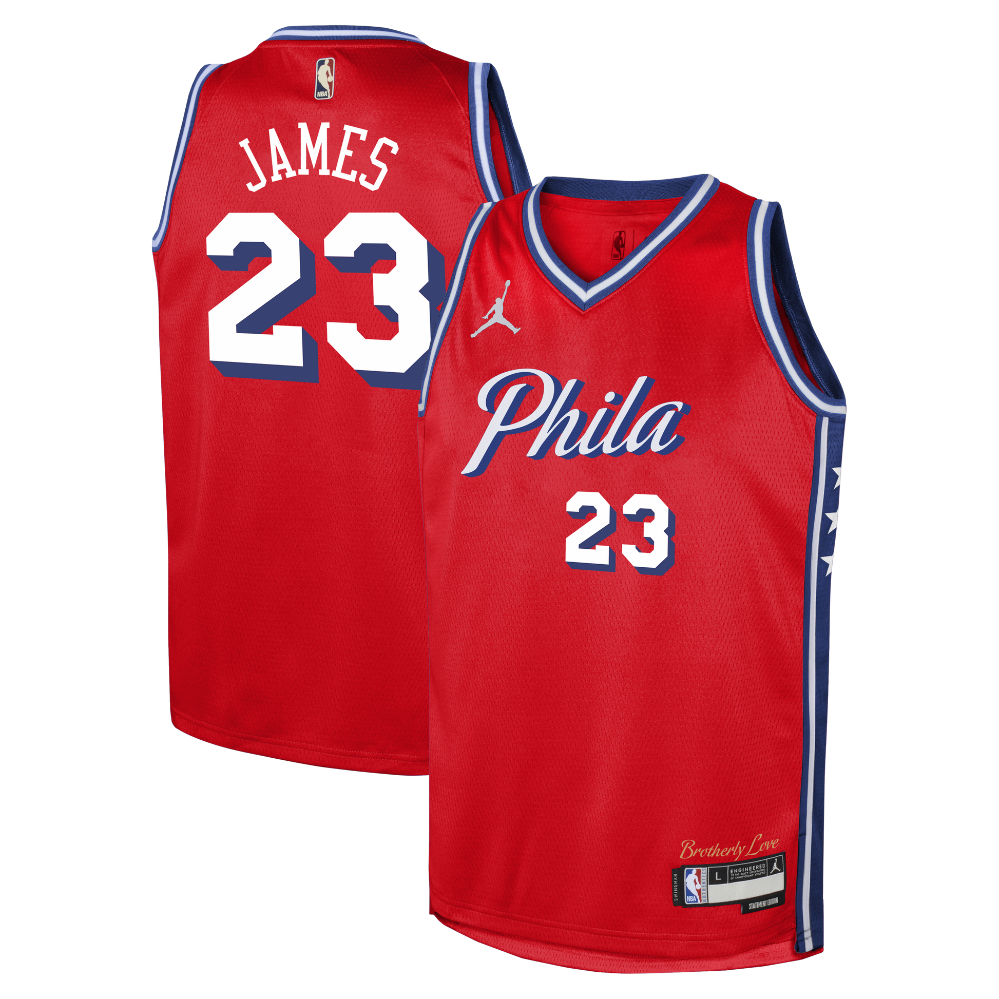Youth Philadelphia 76ers LeBron James Jordan Brand Red Swingman Jersey - Statement Edition