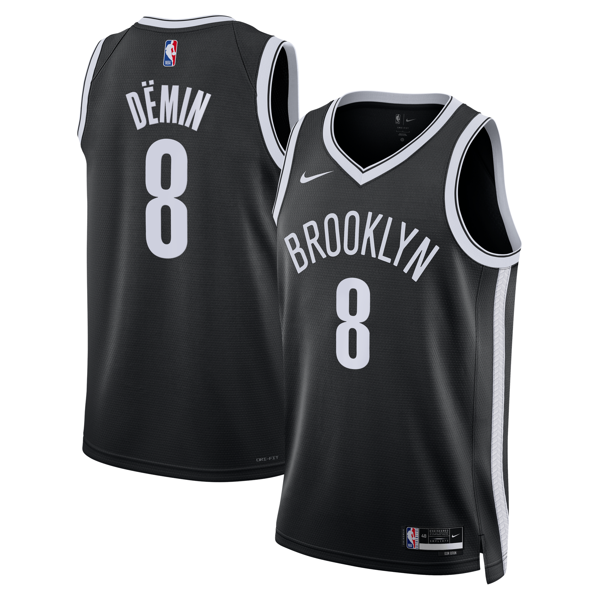 Unisex Brooklyn Nets Egor Dëmin Nike Black Swingman Jersey - Icon Edition