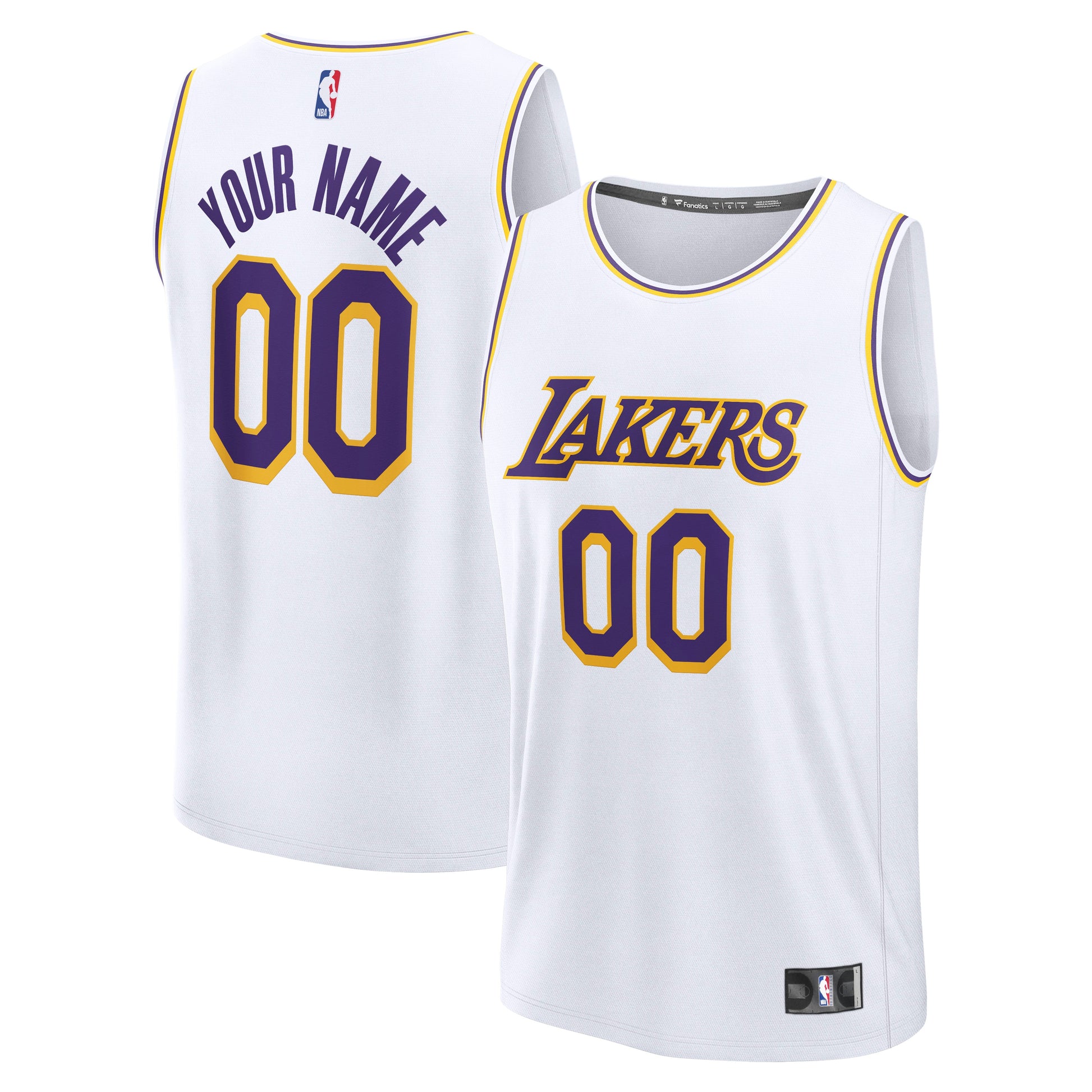 Men's Los Angeles Lakers Fanatics White Fast Break Custom Replica Jersey - Association Edition