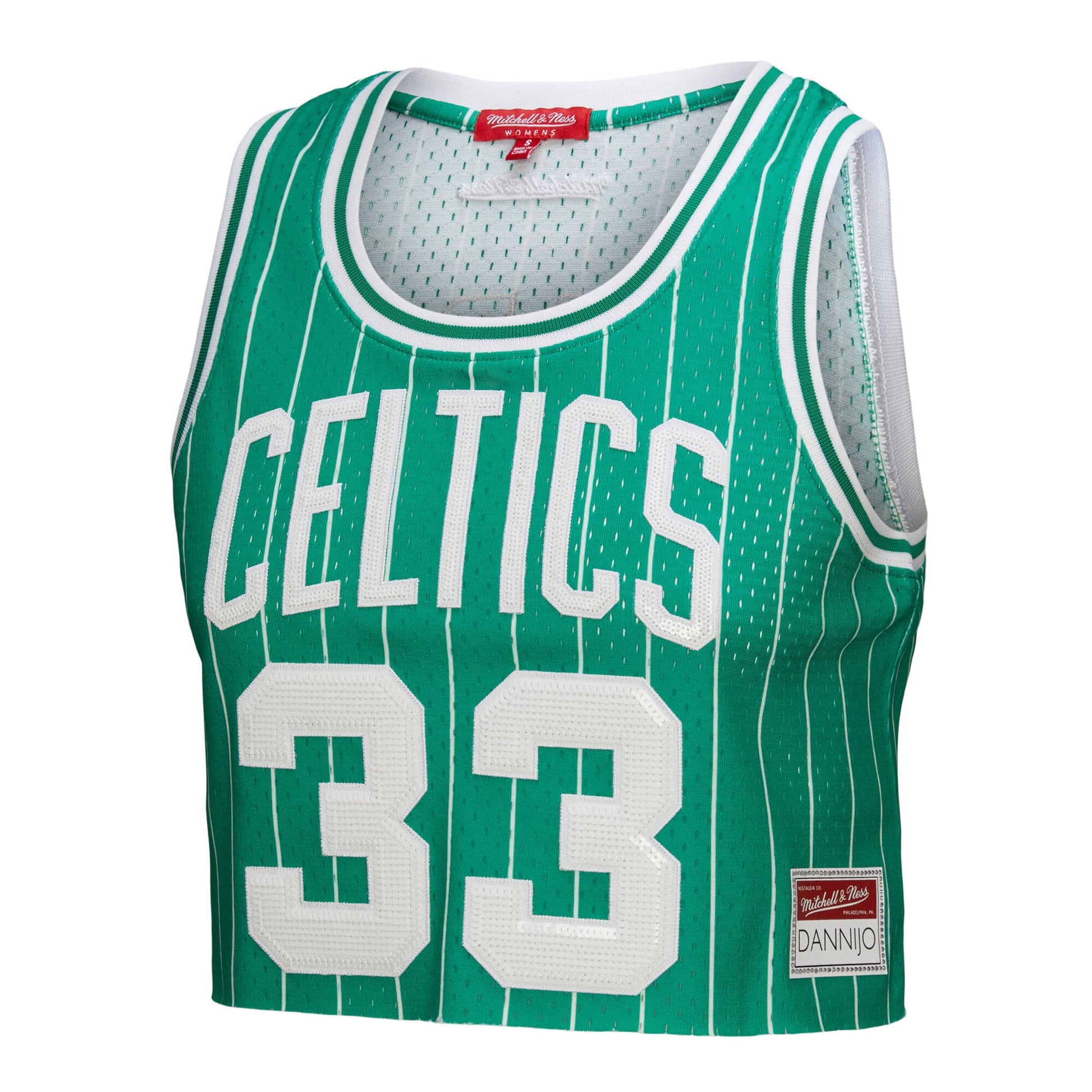 Women's Boston Celtics Larry Bird Mitchell & Ness x DANNIJO Kelly Green Fashion Cropped Basketball Jersey