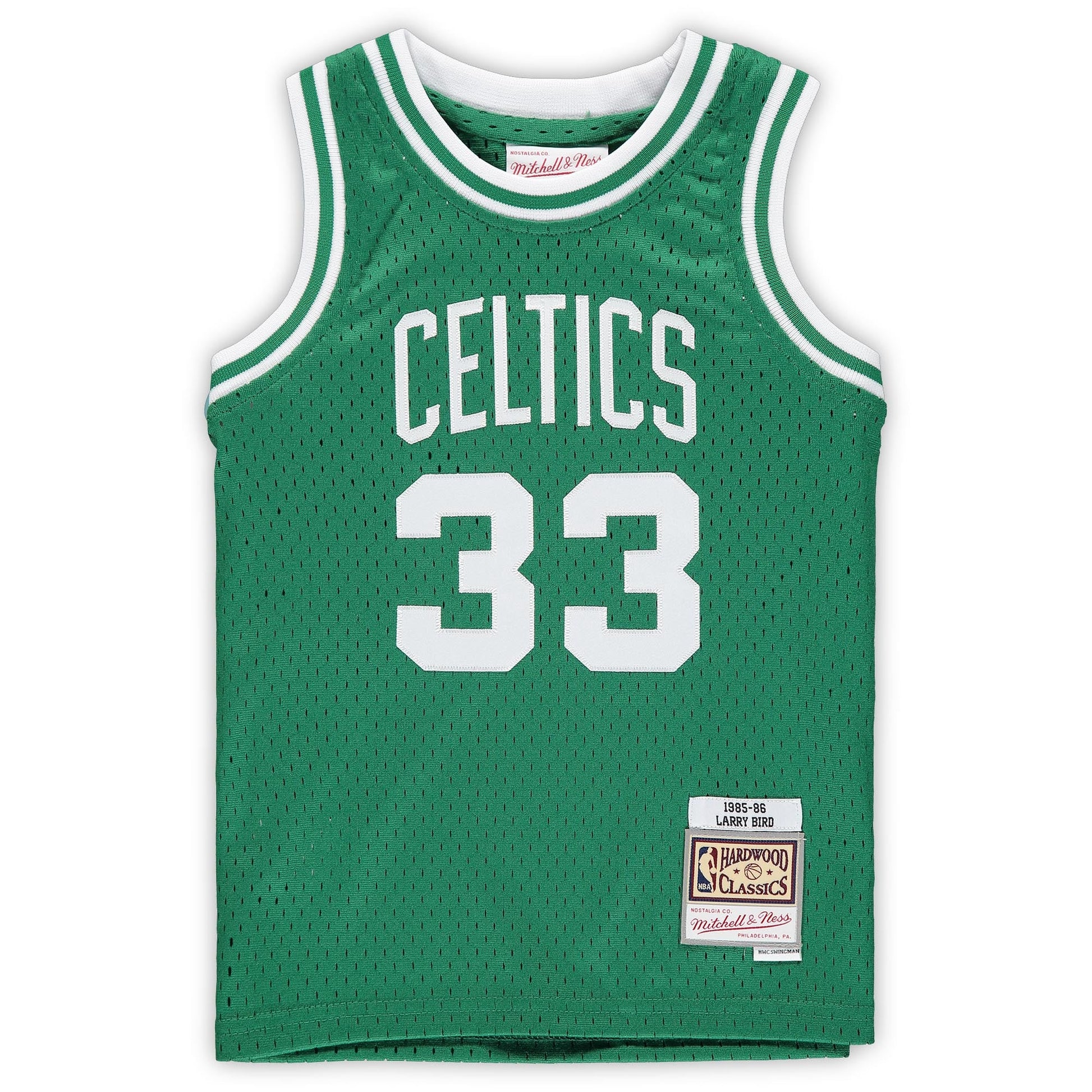 Preschool Boston Celtics Larry Bird Mitchell & Ness Kelly Green 1985/86 Hardwood Classics Throwback Team Jersey