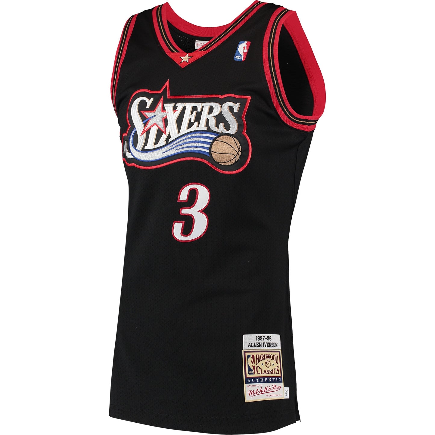 Men's Philadelphia 76ers Allen Iverson Mitchell & Ness Black 1997/98 Hardwood Classics Authentic Jersey