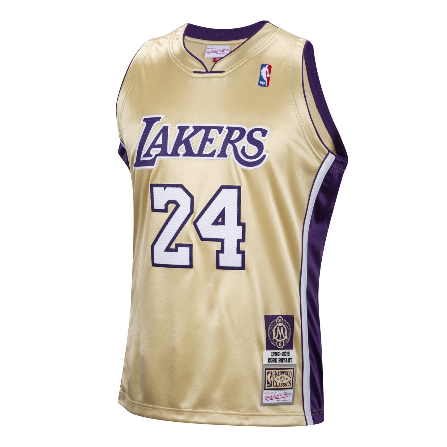 Men's Los Angeles Lakers Kobe Bryant Mitchell & Ness Gold Hall of Fame Class of 2020 #24 Authentic Hardwood Classics Jersey