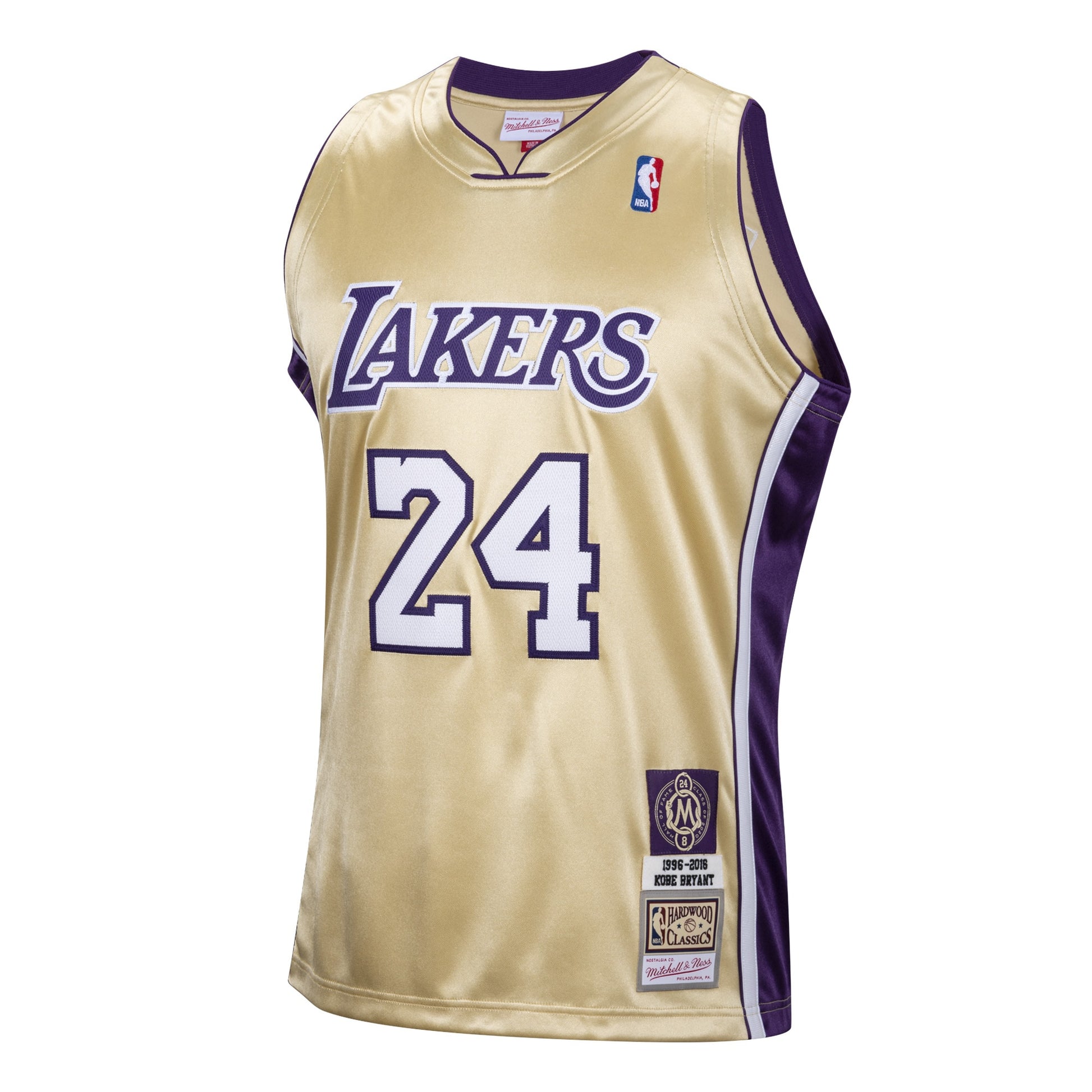 Men's Los Angeles Lakers Kobe Bryant Mitchell & Ness Gold Hall of Fame Class of 2020 #24 Authentic Hardwood Classics Jersey