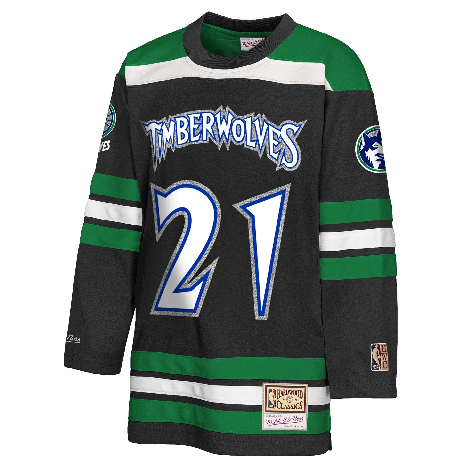 Youth Minnesota Timberwolves Kevin Garnett Mitchell & Ness Black Maxxed Out 2.0 Fashion Hockey Jersey