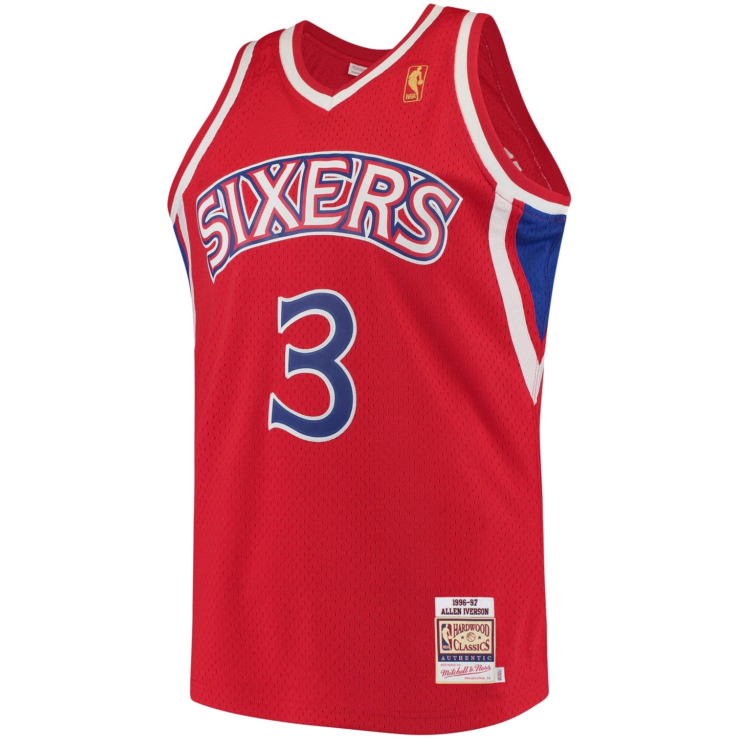 Men's Philadelphia 76ers Allen Iverson Mitchell & Ness Red 1996/97 Hardwood Classics Authentic Jersey