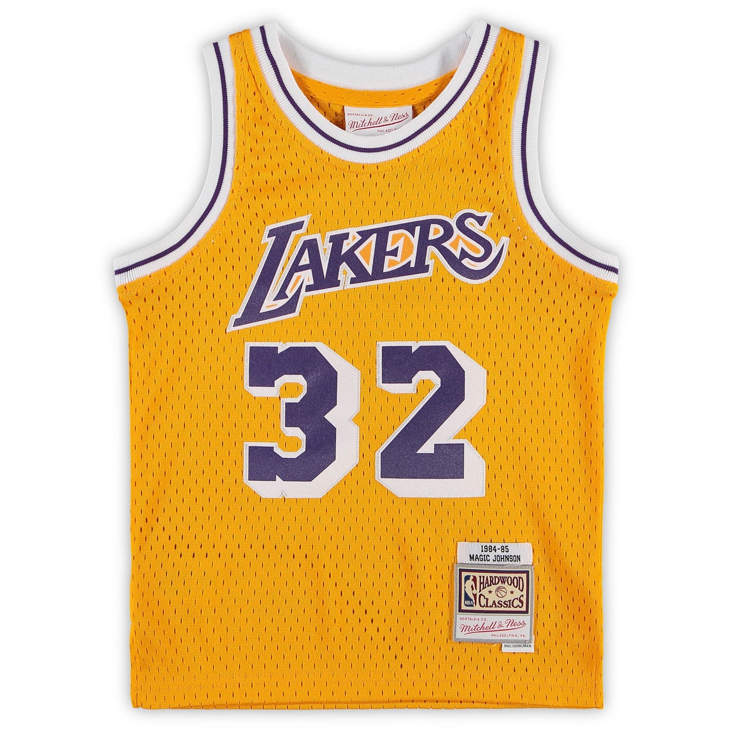 Preschool Los Angeles Lakers Magic Johnson Mitchell & Ness Gold 1984-1985 Hardwood Classics Throwback Team Jersey