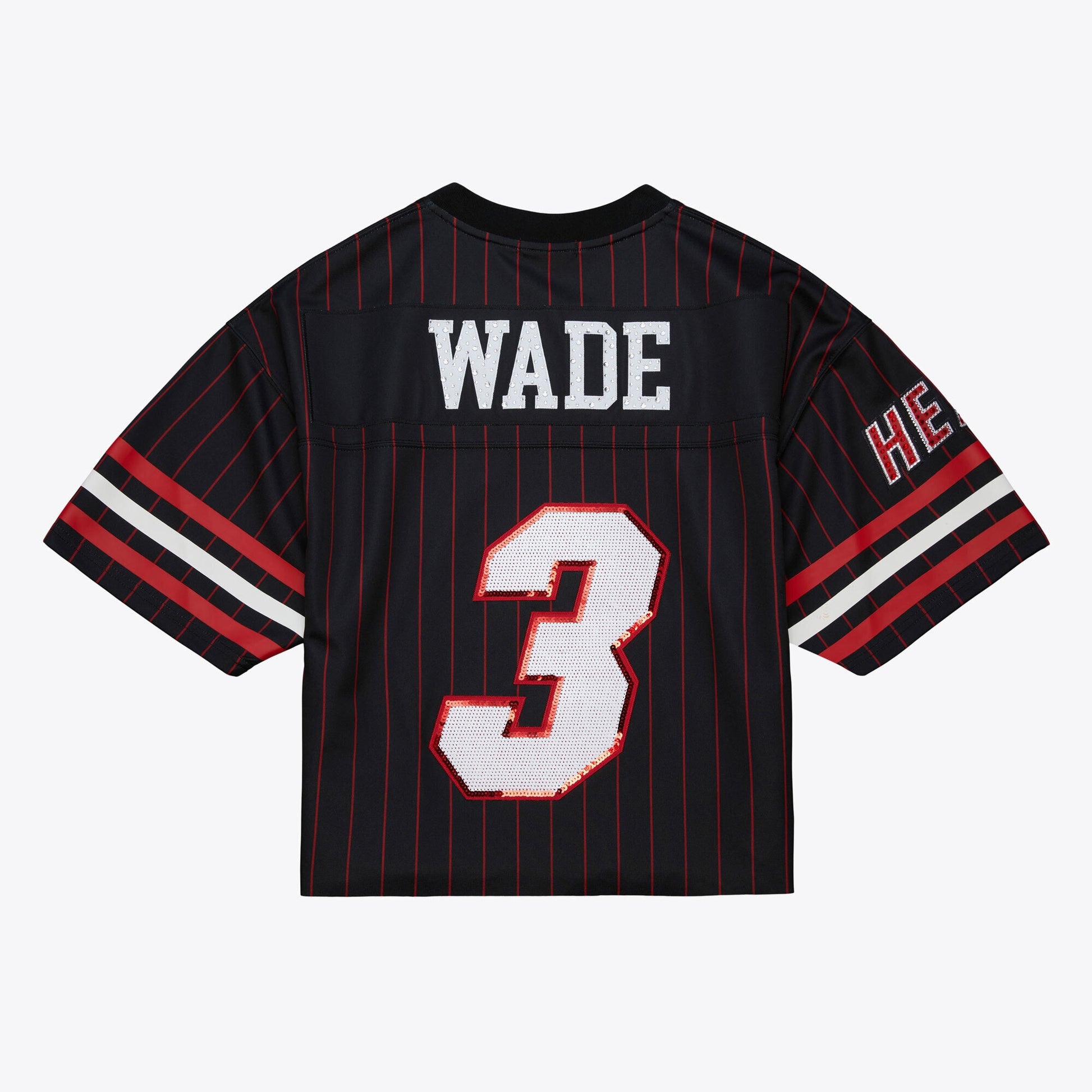 Women's Miami Heat Dwyane Wade Mitchell & Ness x DANNIJO Black Cropped Football Fashion Jersey