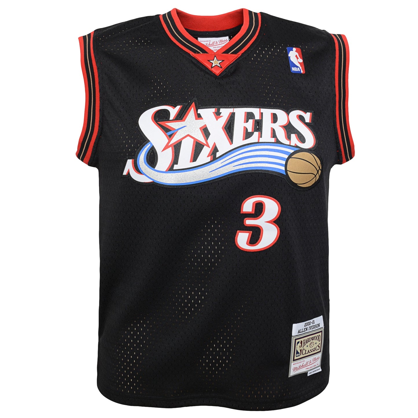 Youth Philadelphia 76ers Allen Iverson Mitchell & Ness Black 2000-01 Swingman Road Jersey