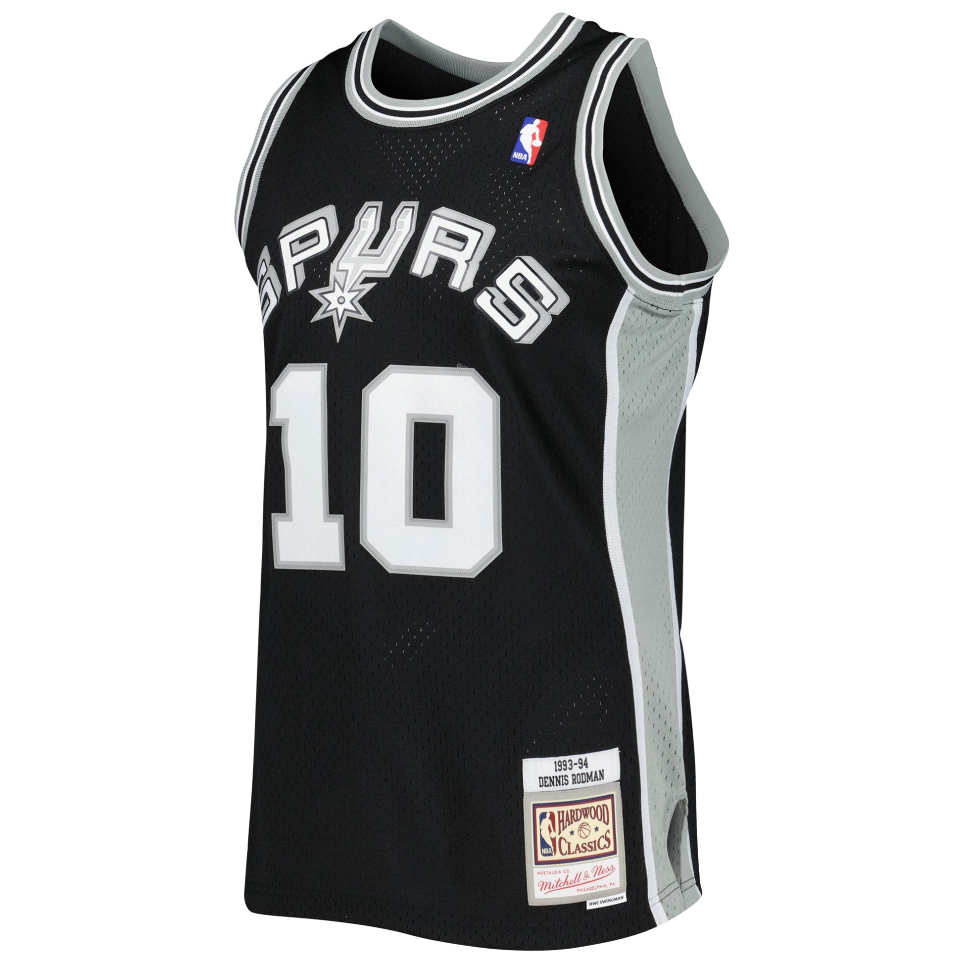 Men's San Antonio Spurs Dennis Rodman Mitchell & Ness Black 1993/94 Hardwood Classics Swingman Jersey