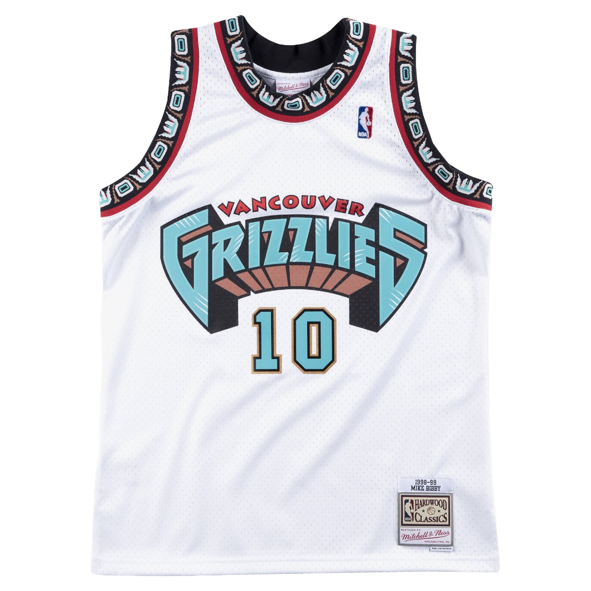 Men's Vancouver Grizzlies Mike Bibby Mitchell & Ness White 1998/99 Hardwood Classics Swingman Jersey