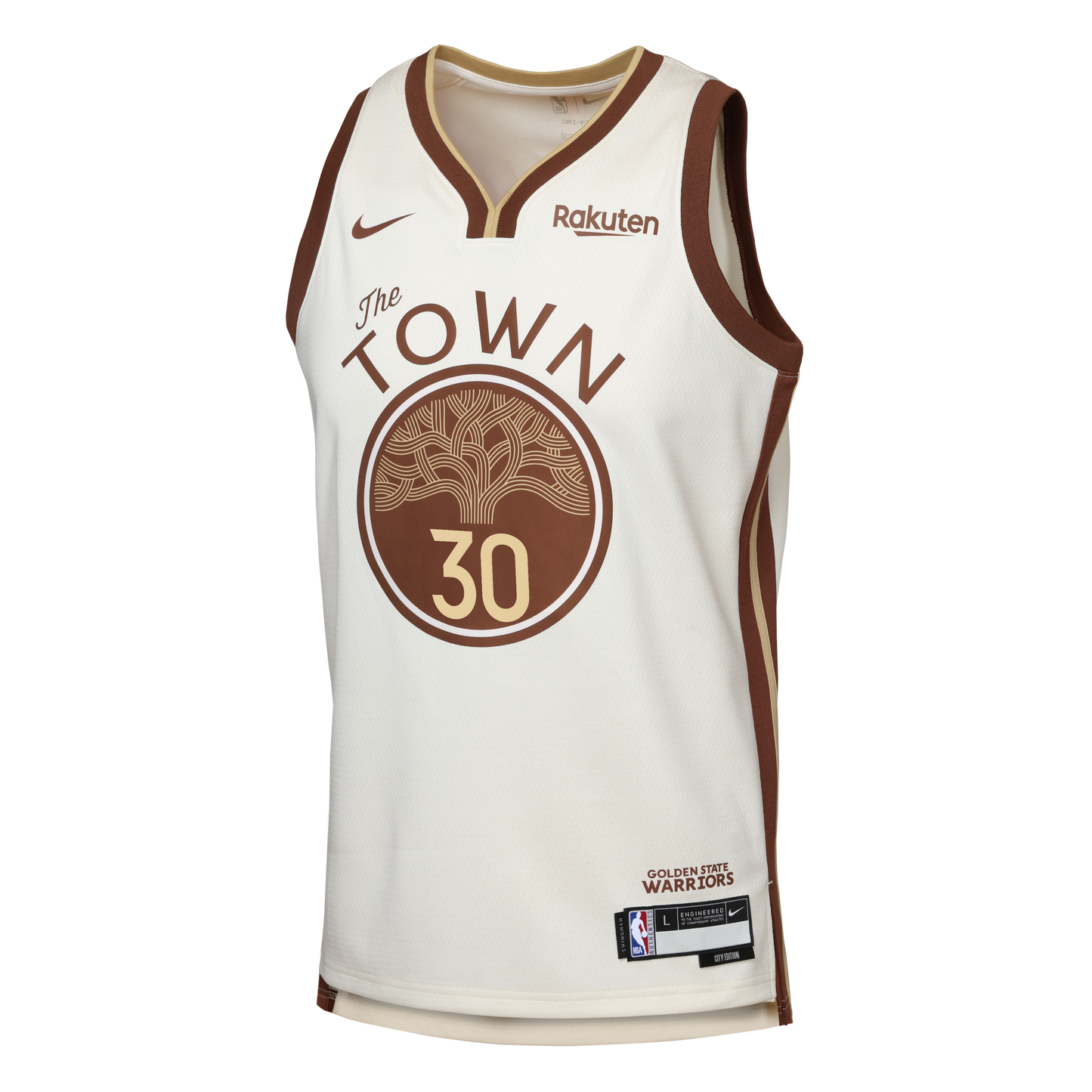 Youth Golden State Warriors Stephen Curry Nike Tan Swingman Finished Badge Player Jersey - City Edition
