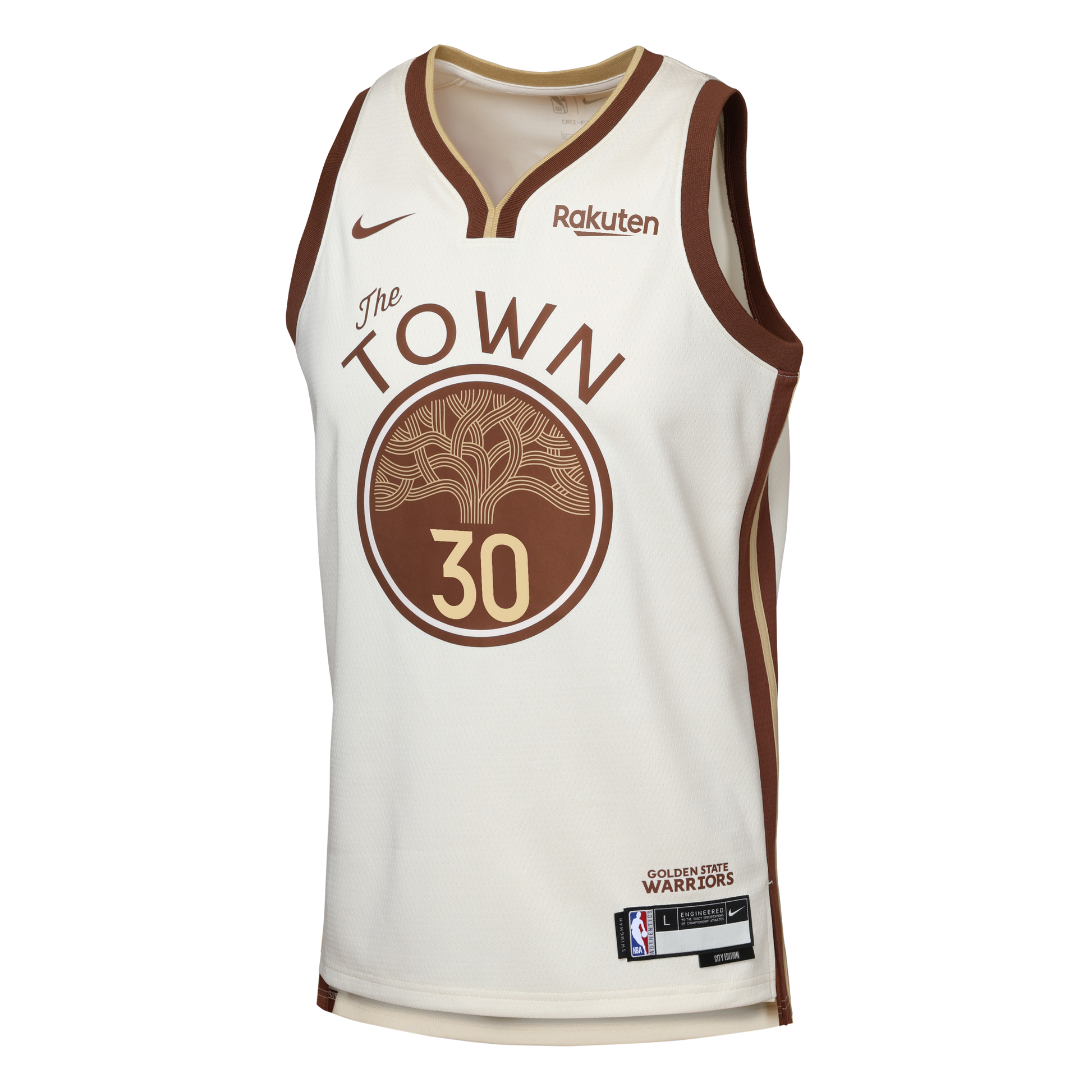 Youth Golden State Warriors Stephen Curry Nike Tan Swingman Finished Badge Player Jersey - City Edition