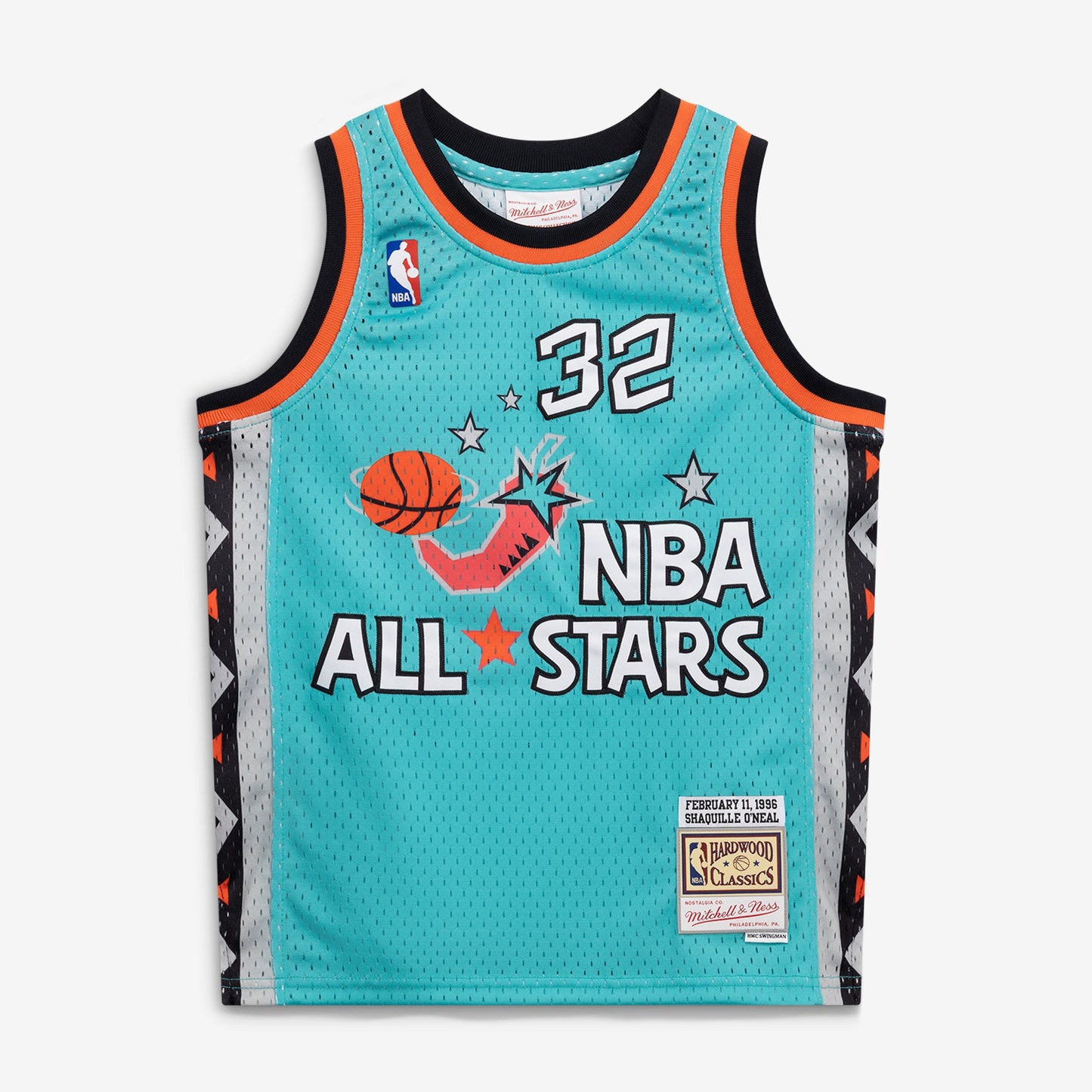 Youth 1996 NBA All-Star Game Shaquille O'Neal Mitchell & Ness Teal Hardwood Classics Swingman Jersey