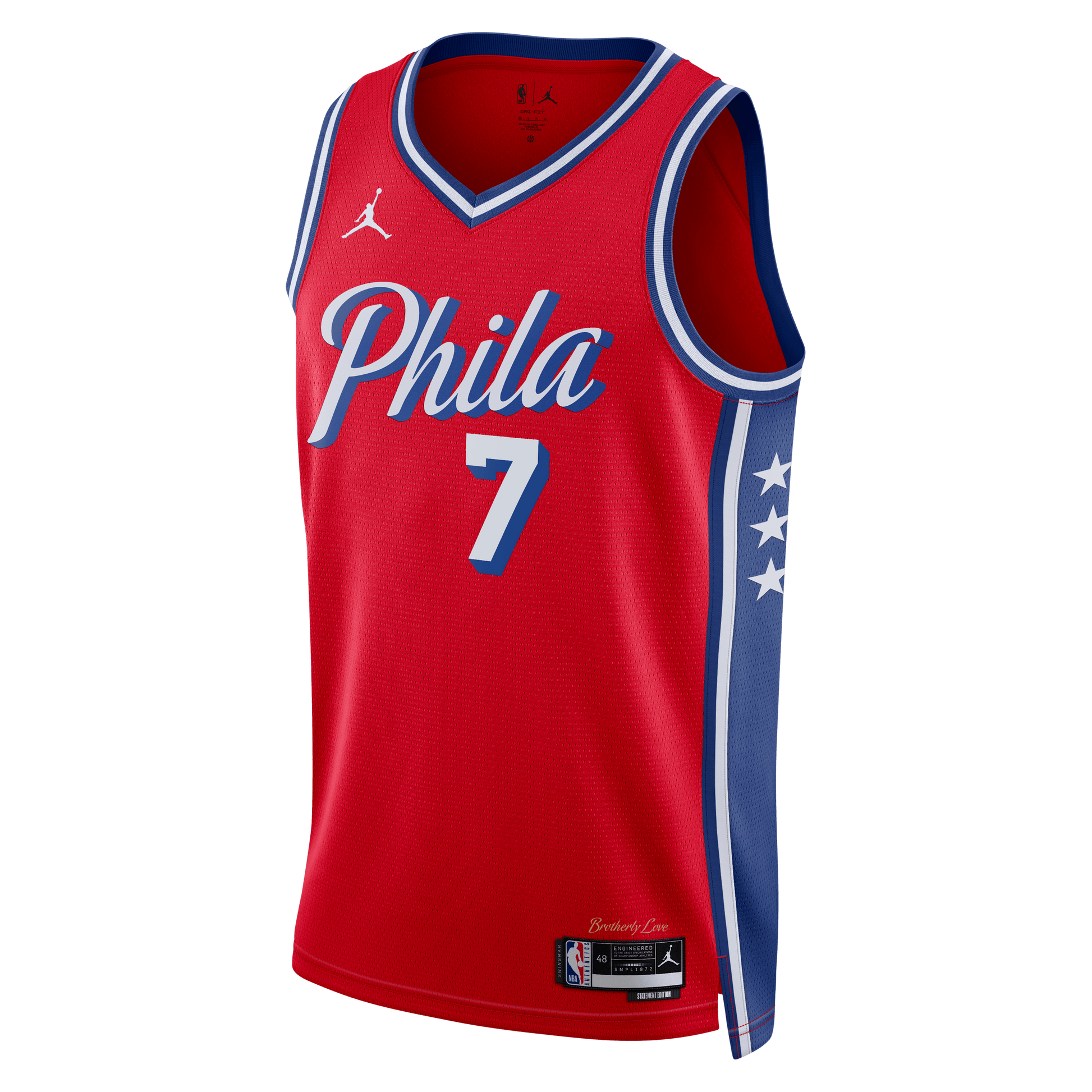Unisex Philadelphia 76ers Jaylen Brown Jordan Brand Red Swingman Jersey - Statement Edition