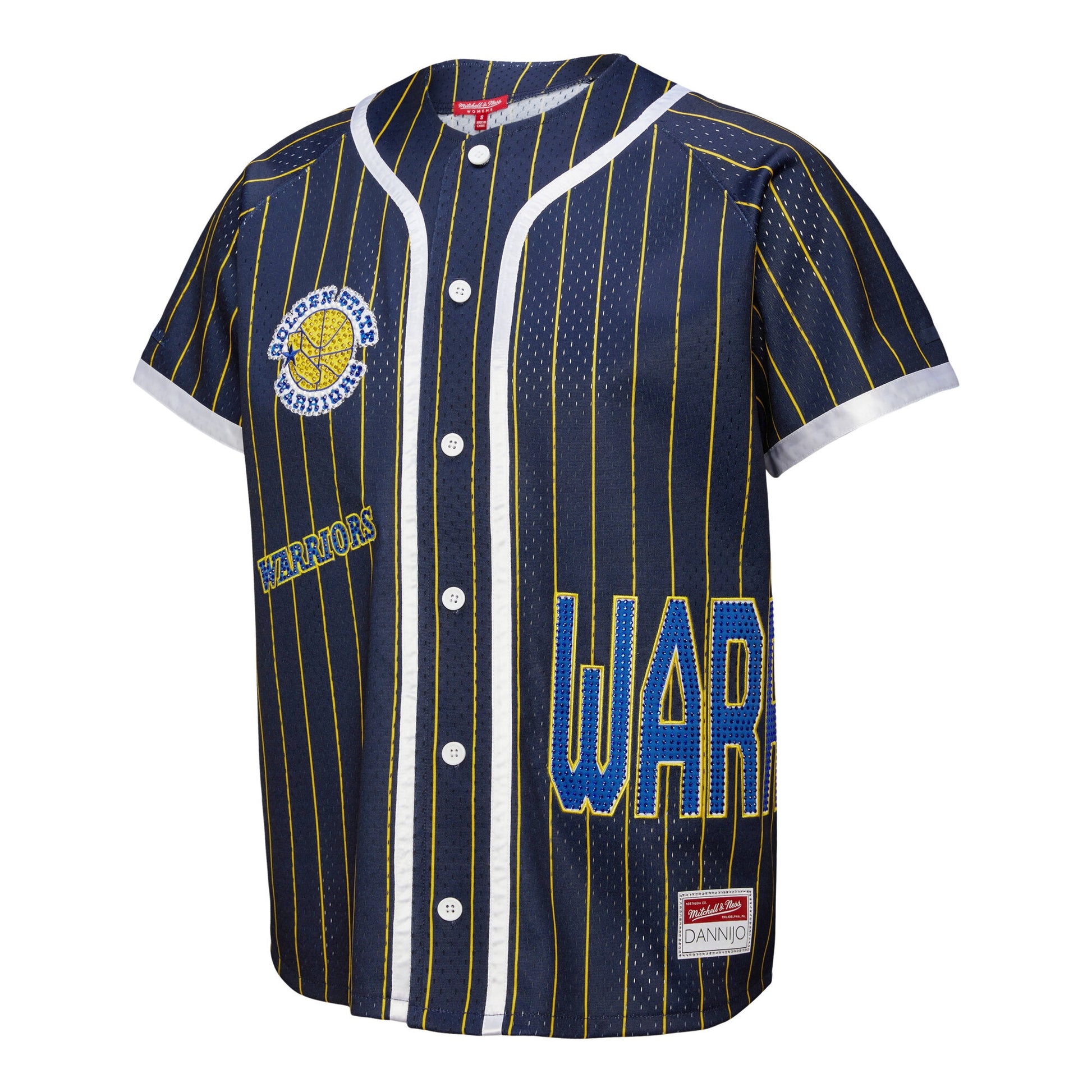 Women's Golden State Warriors  Mitchell & Ness x DANNIJO Blue Fashion Baseball Jersey