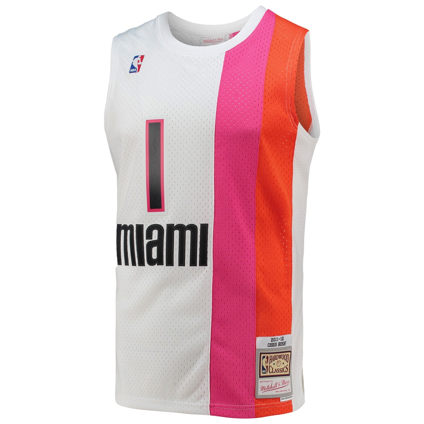 Men's Miami Heat Chris Bosh Mitchell & Ness White 2011/12 Hardwood Classics Swingman Jersey