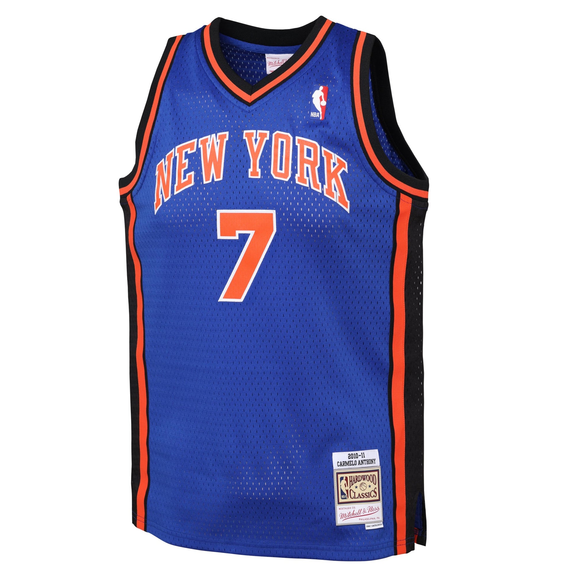 Youth New York Knicks Carmelo Anthony Mitchell & Ness Blue 2010/11 Hardwood Classics Swingman Jersey