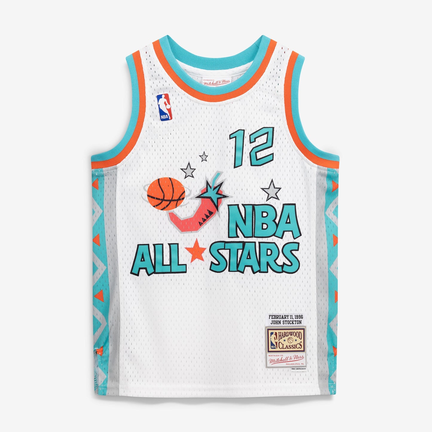 Youth 1996 NBA All-Star Game John Stockton Mitchell & Ness White Hardwood Classics Swingman Jersey