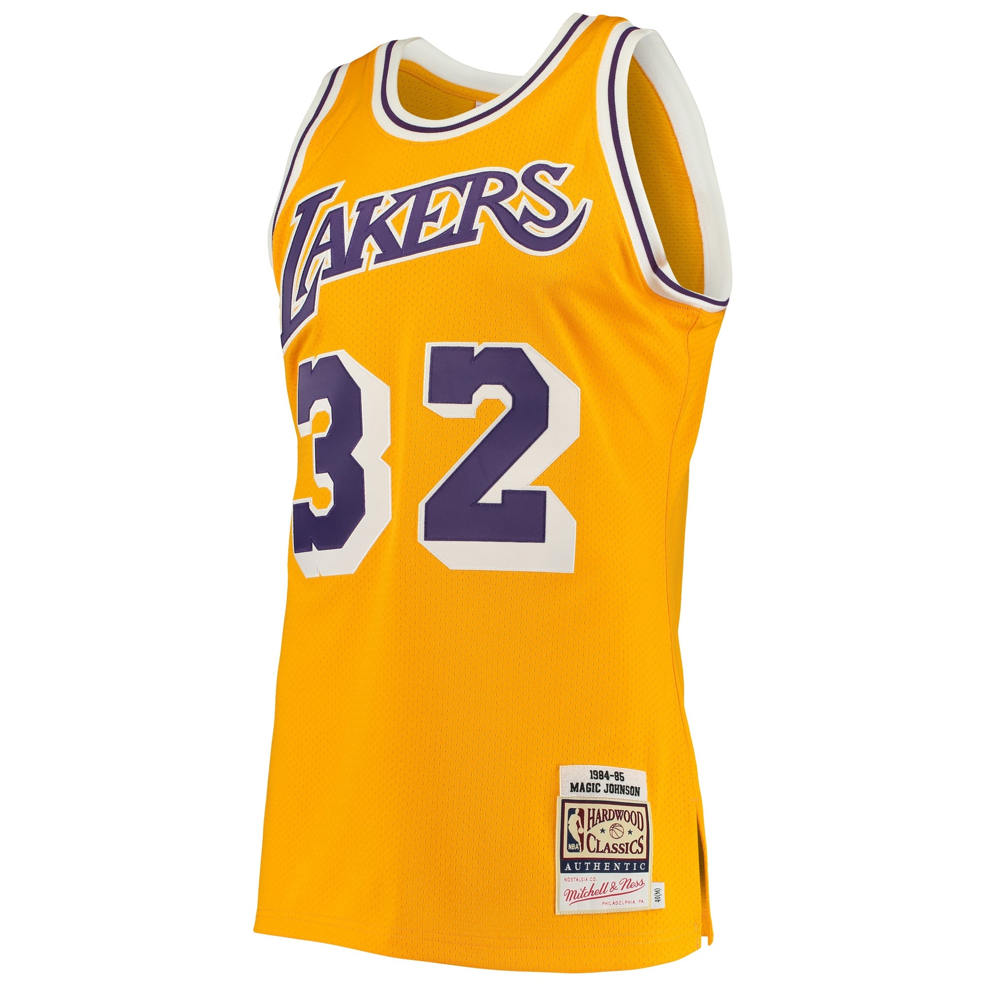Men's Los Angeles Lakers Magic Johnson Mitchell & Ness Gold 1984/85 Hardwood Classics Authentic Jersey