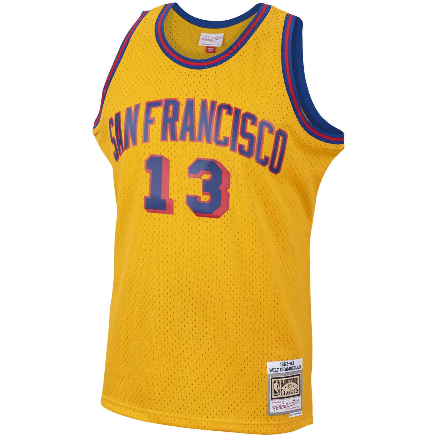 Men's San Francisco Warriors Wilt Chamberlain Mitchell & Ness Gold 1962/63 Hardwood Classics Swingman Jersey