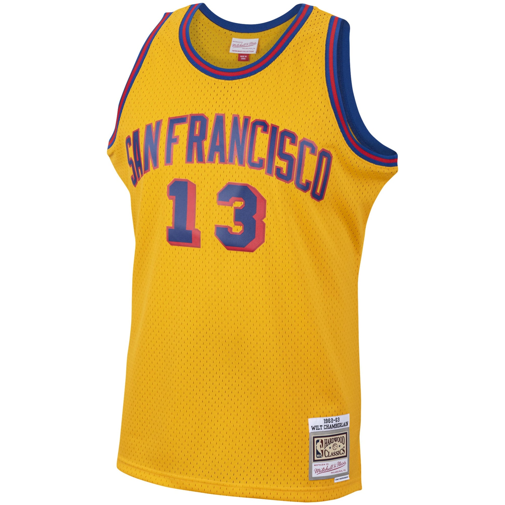 Men's San Francisco Warriors Wilt Chamberlain Mitchell & Ness Gold 1962/63 Hardwood Classics Swingman Jersey