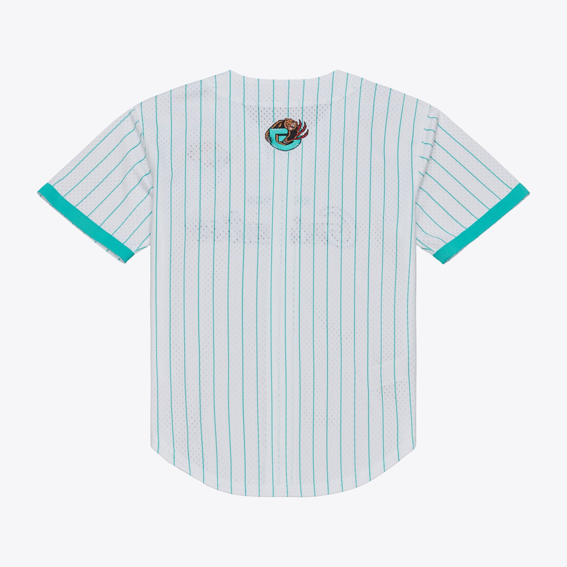 Men's Memphis Grizzlies Mitchell & Ness White Head Coach Pinstripe Mesh Full-Button Baseball Jersey