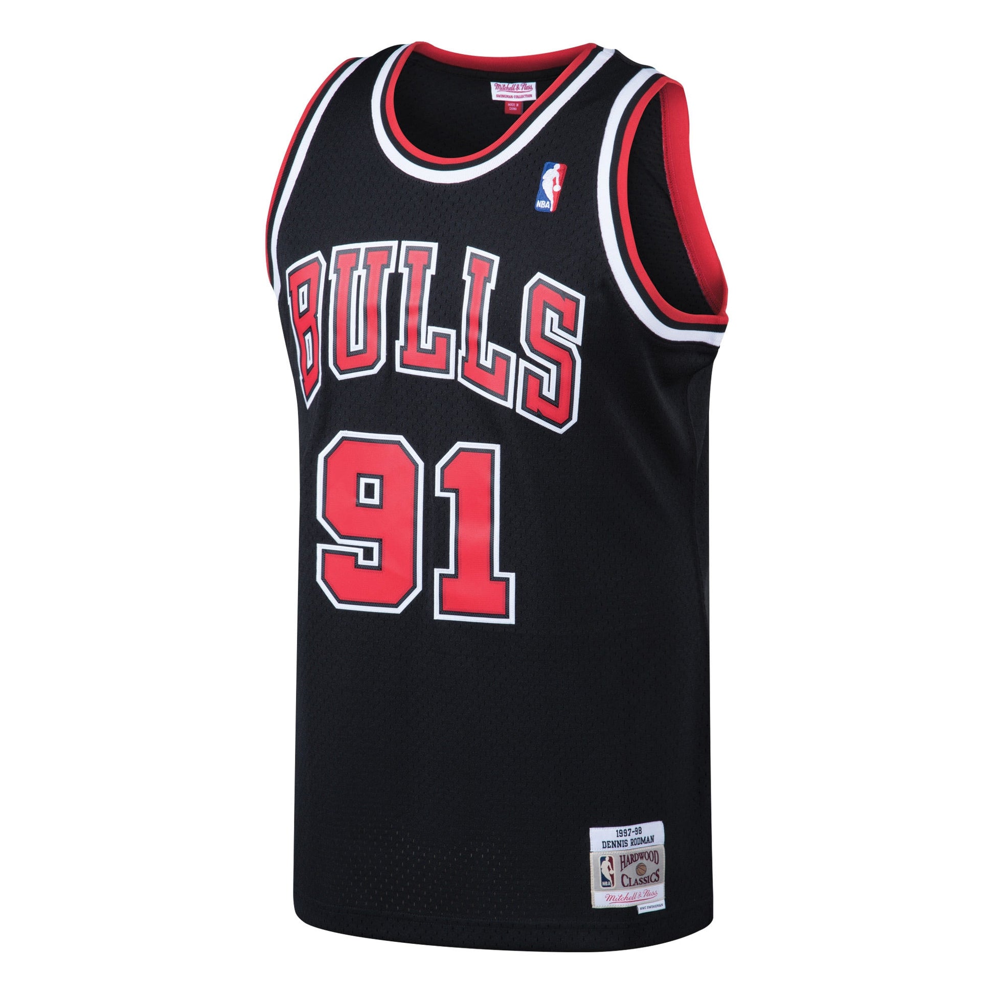 Men's Chicago Bulls Dennis Rodman Mitchell & Ness Black 1997/98 Hardwood Classics Swingman Jersey