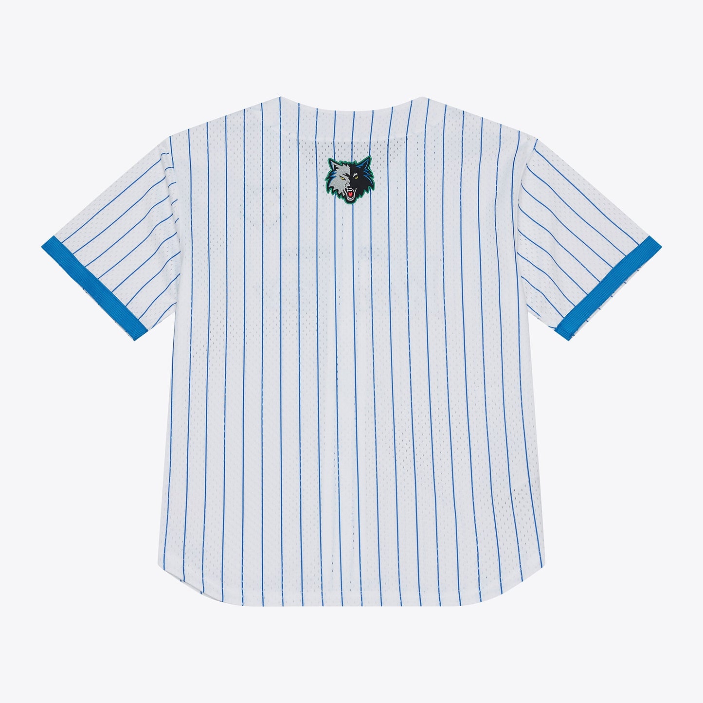 Men's Minnesota Timberwolves Mitchell & Ness White Head Coach Pinstripe Mesh Full-Button Baseball Jersey