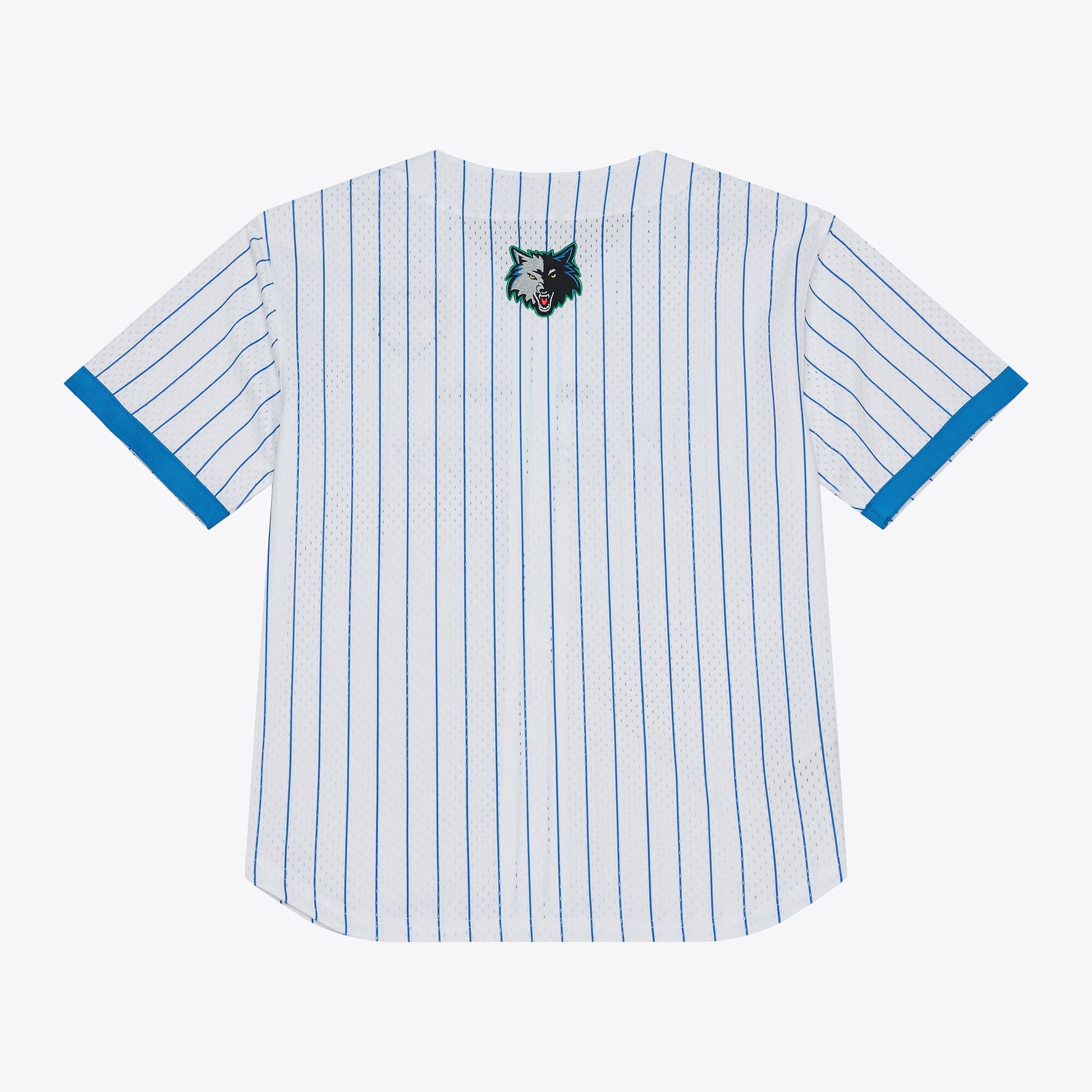 Men's Minnesota Timberwolves Mitchell & Ness White Head Coach Pinstripe Mesh Full-Button Baseball Jersey