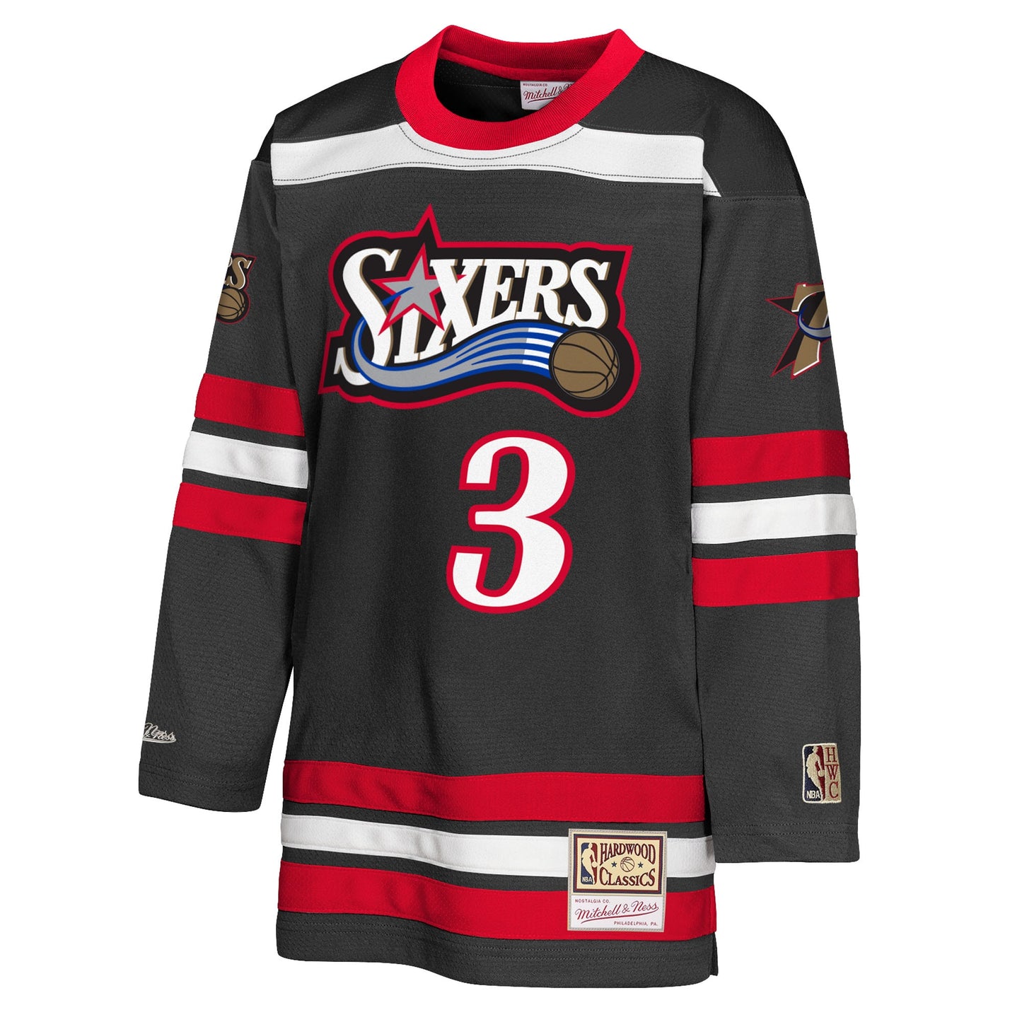 Youth Philadelphia 76ers Allen Iverson Mitchell & Ness Black Maxxed Out 2.0 Fashion Hockey Jersey