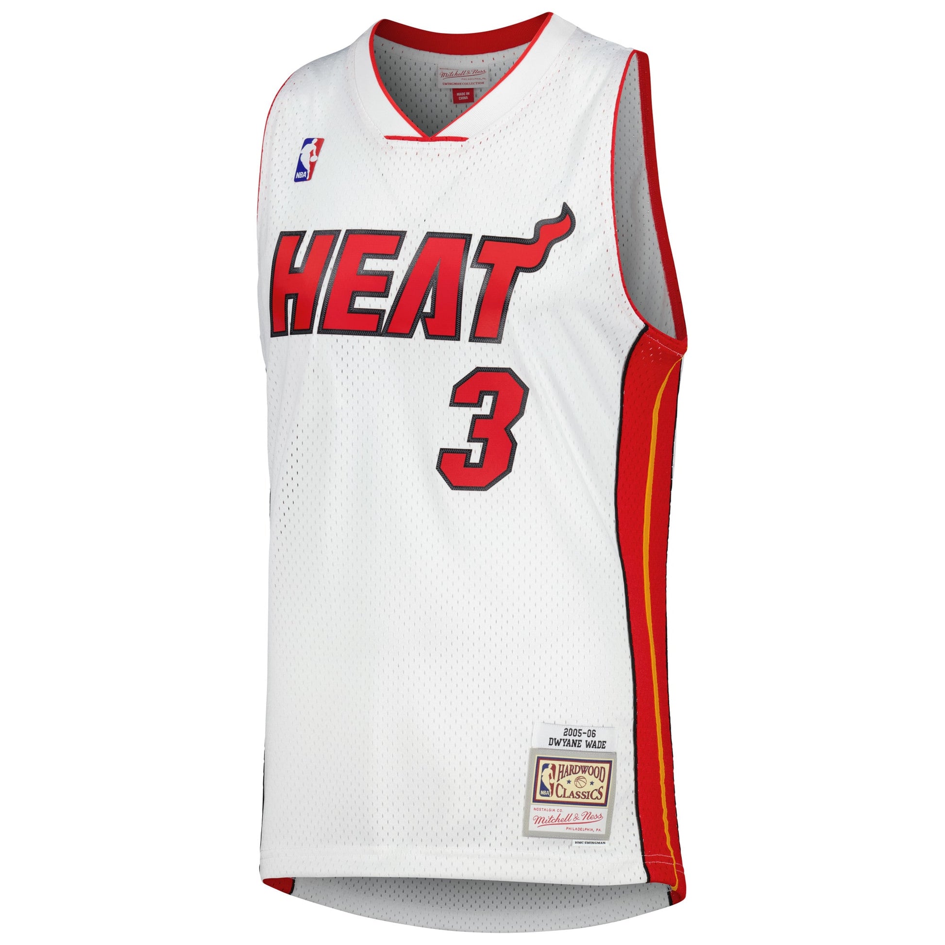 Men's Miami Heat Dwyane Wade Mitchell & Ness White 2005/06 Hardwood Classics Swingman Jersey