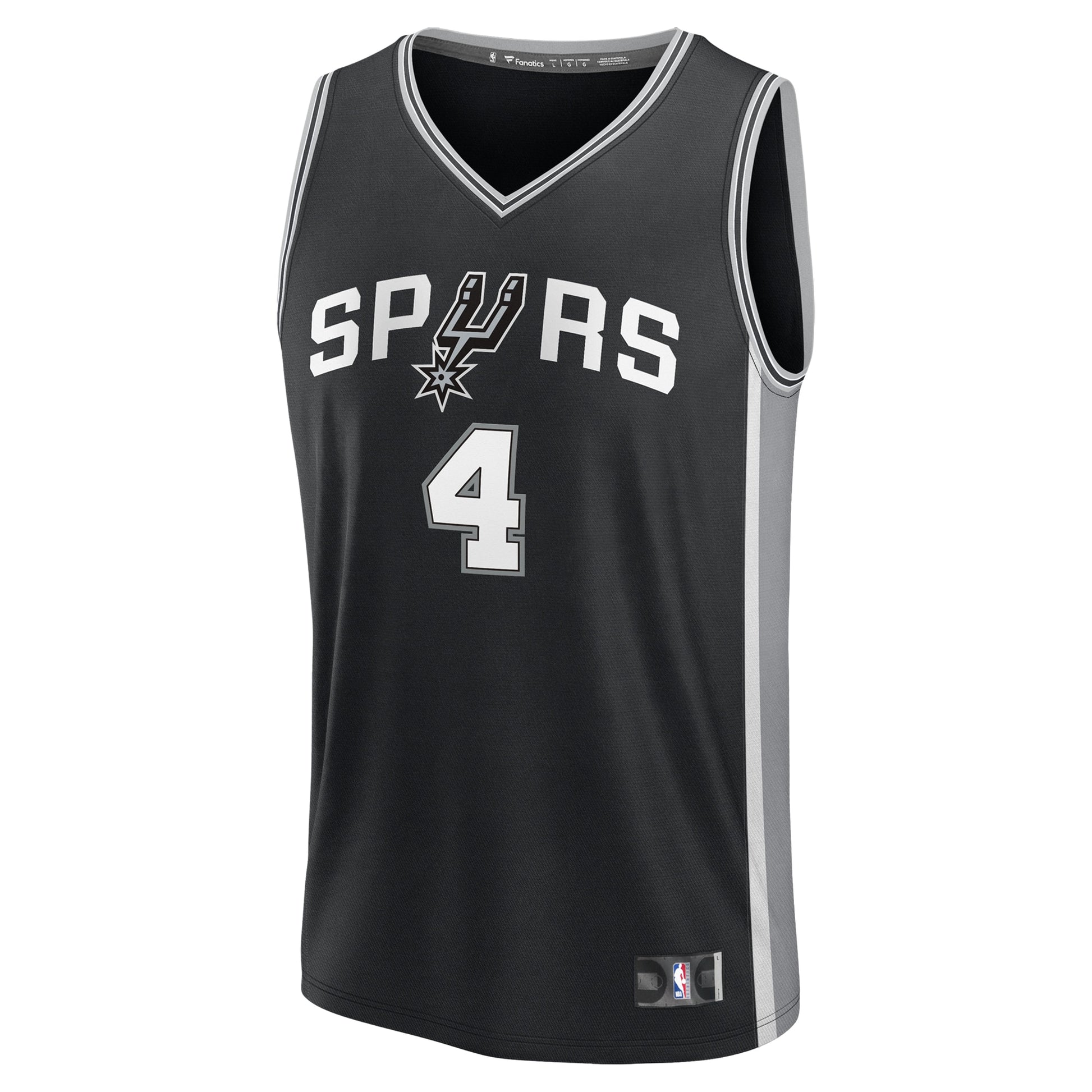 Men's San Antonio Spurs De'Aaron Fox Fanatics Black Fast Break Replica Player Jersey - Icon Edition