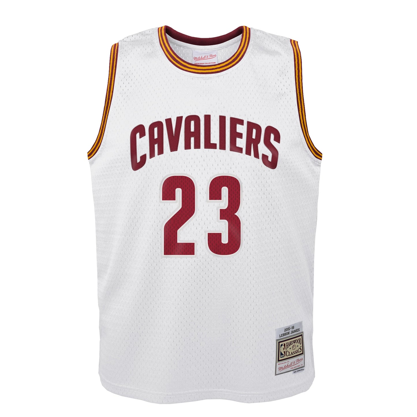 Youth Cleveland Cavaliers LeBron James Mitchell & Ness White 2015-16 Hardwood Classics Swingman Throwback Home Jersey