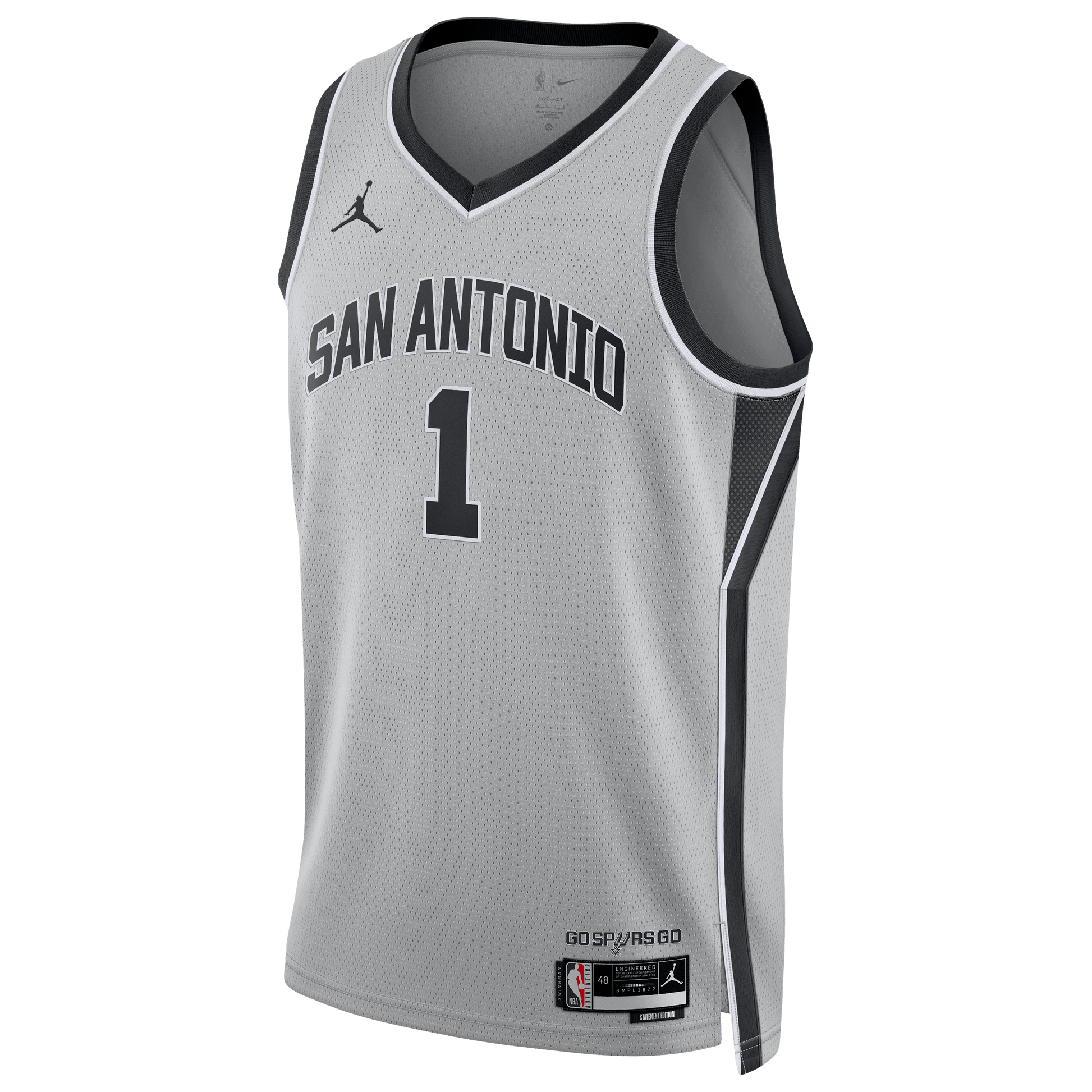 Unisex San Antonio Spurs Victor Wembanyama Jordan Brand Silver Swingman Jersey - Statement Edition