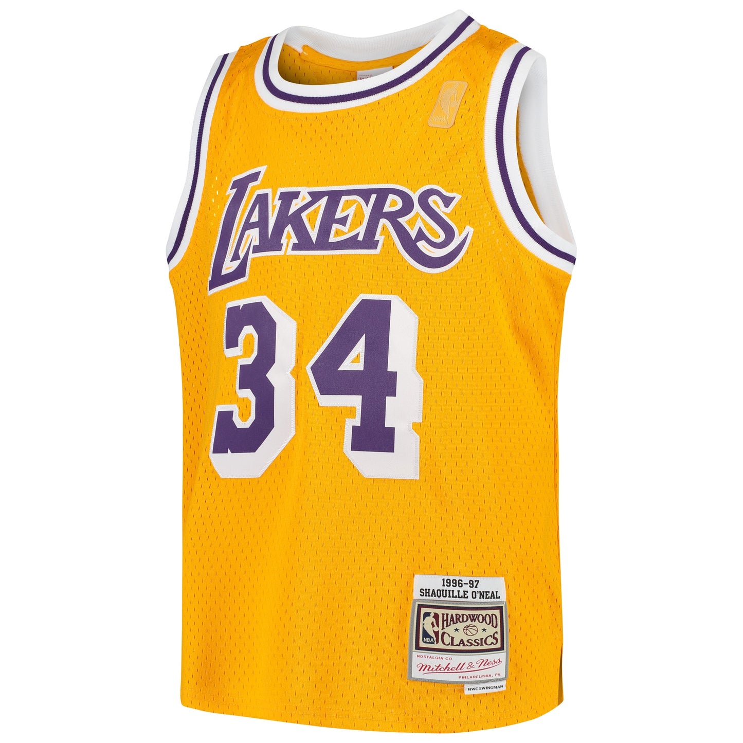 Youth Los Angeles Lakers Shaquille O'Neal Mitchell & Ness Gold Swingman Throwback Jersey