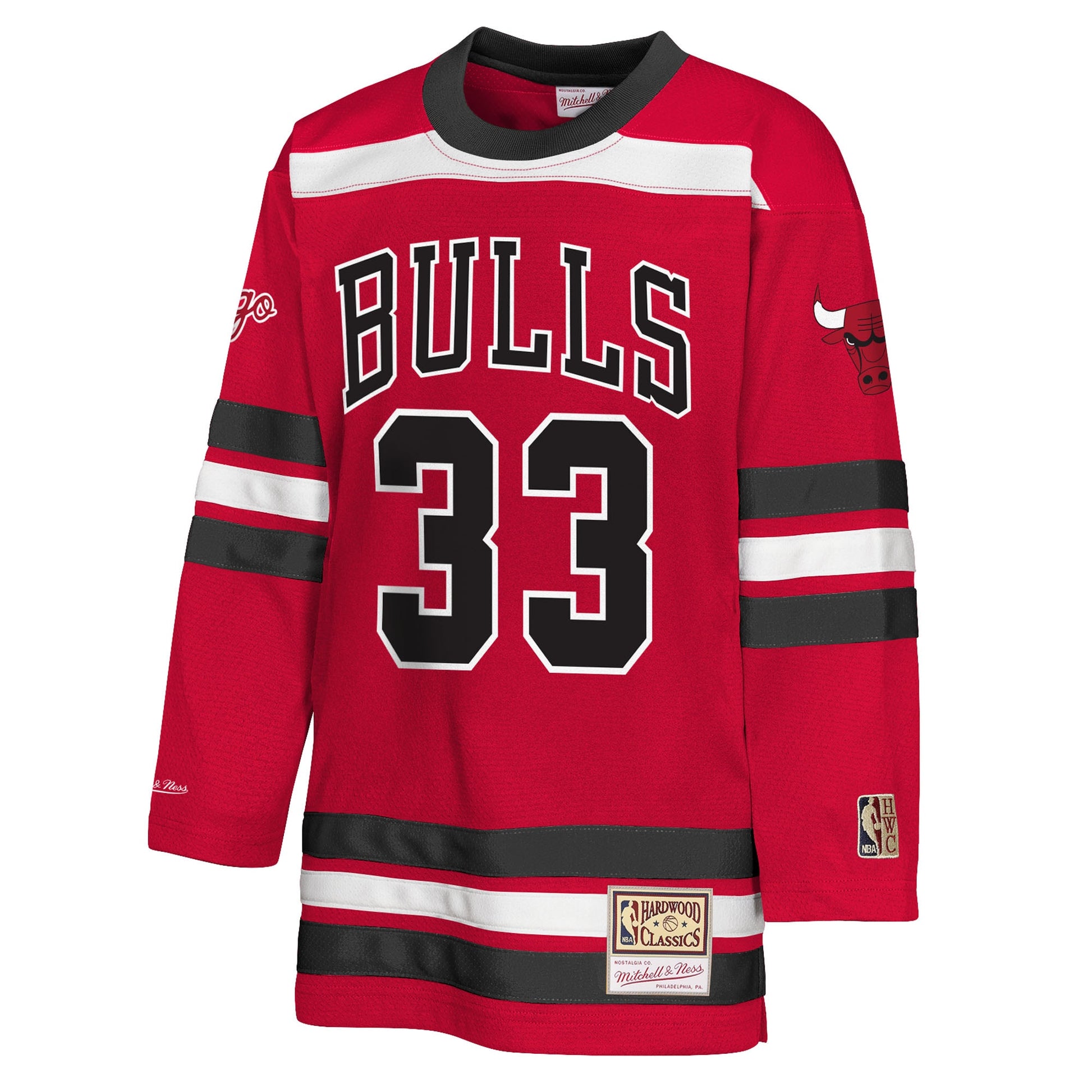 Youth Chicago Bulls Scottie Pippen Mitchell & Ness Red Maxxed Out 2.0 Fashion Hockey Jersey