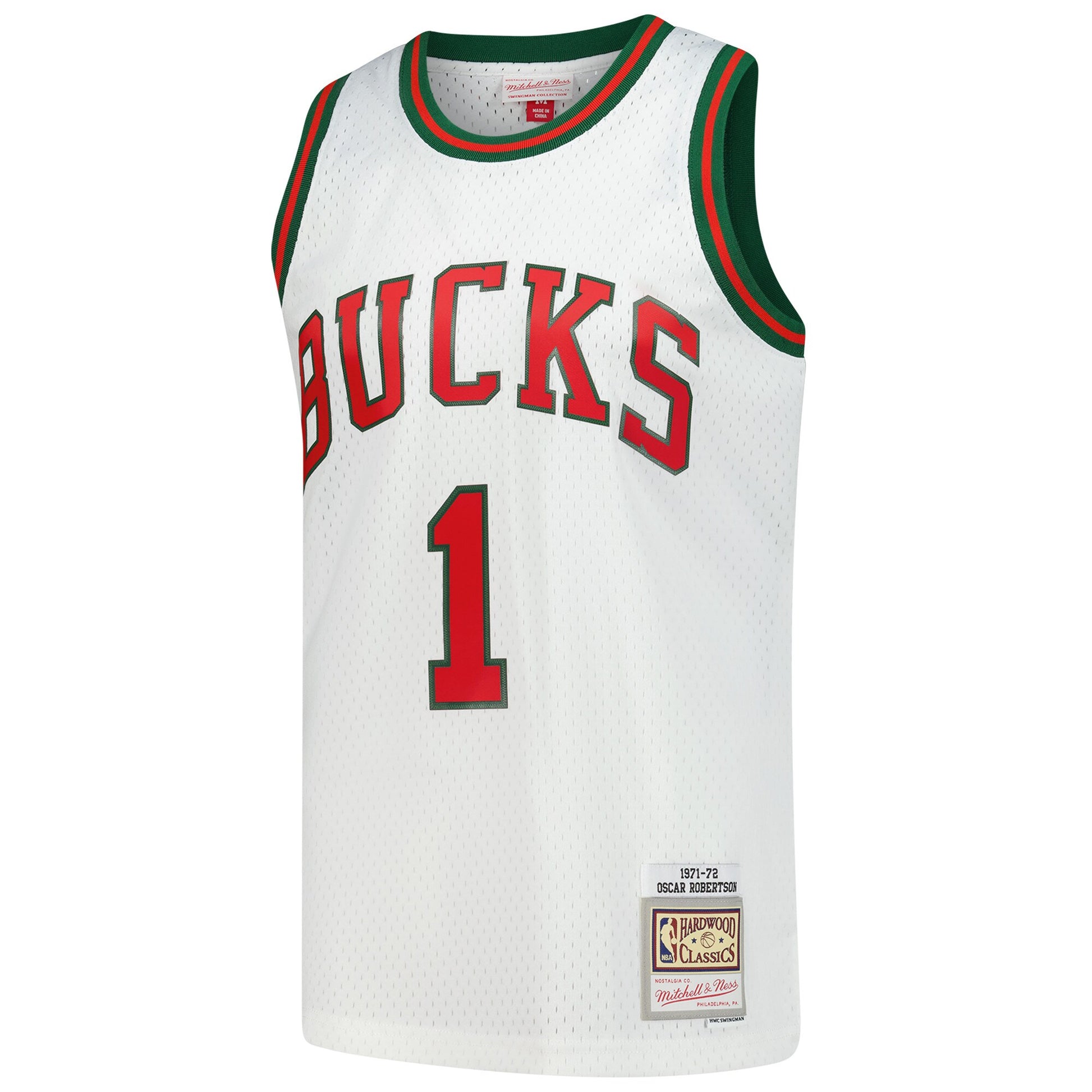 Men's Milwaukee Bucks Oscar Robertson Mitchell & Ness White Hardwood Classics Swingman Jersey