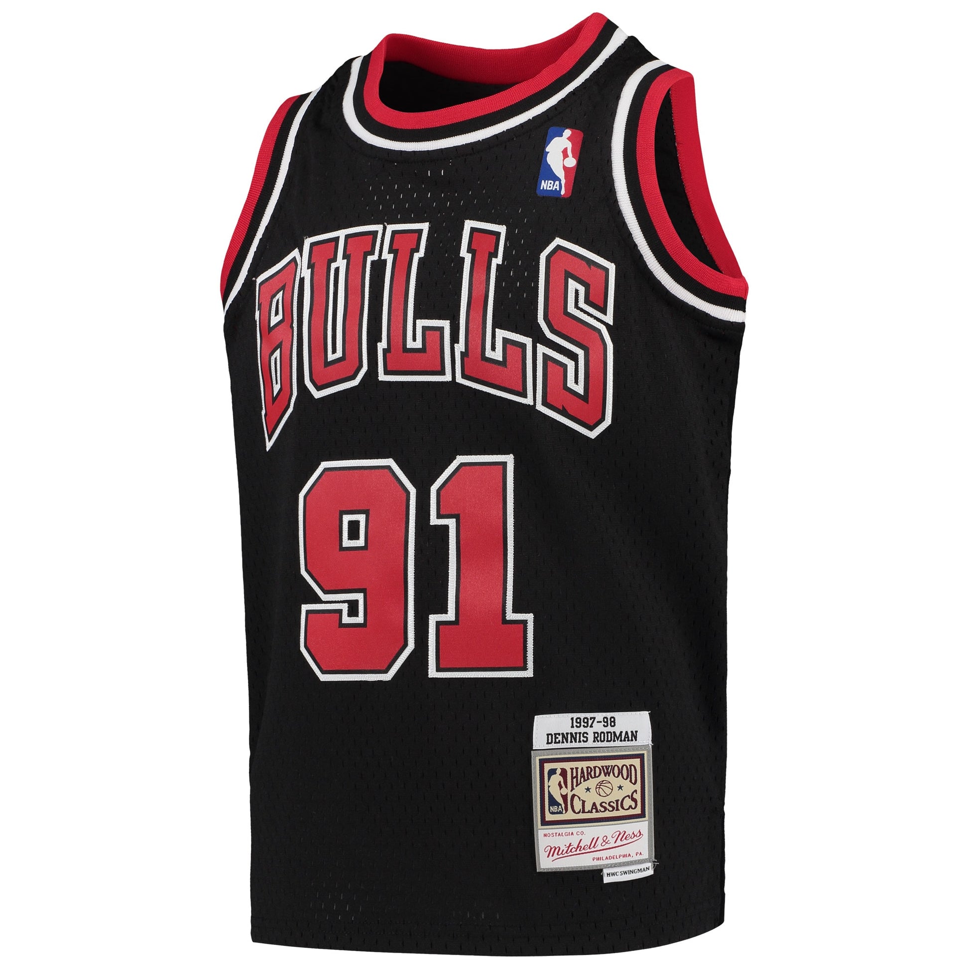 Youth Chicago Bulls Dennis Rodman Mitchell & Ness Black 1997-98 Hardwood Classics Swingman Jersey