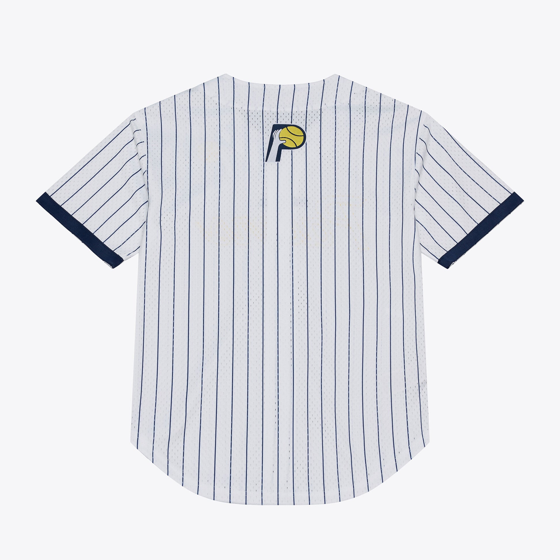 Men's Indiana Pacers Mitchell & Ness White Head Coach Pinstripe Mesh Full-Button Baseball Jersey
