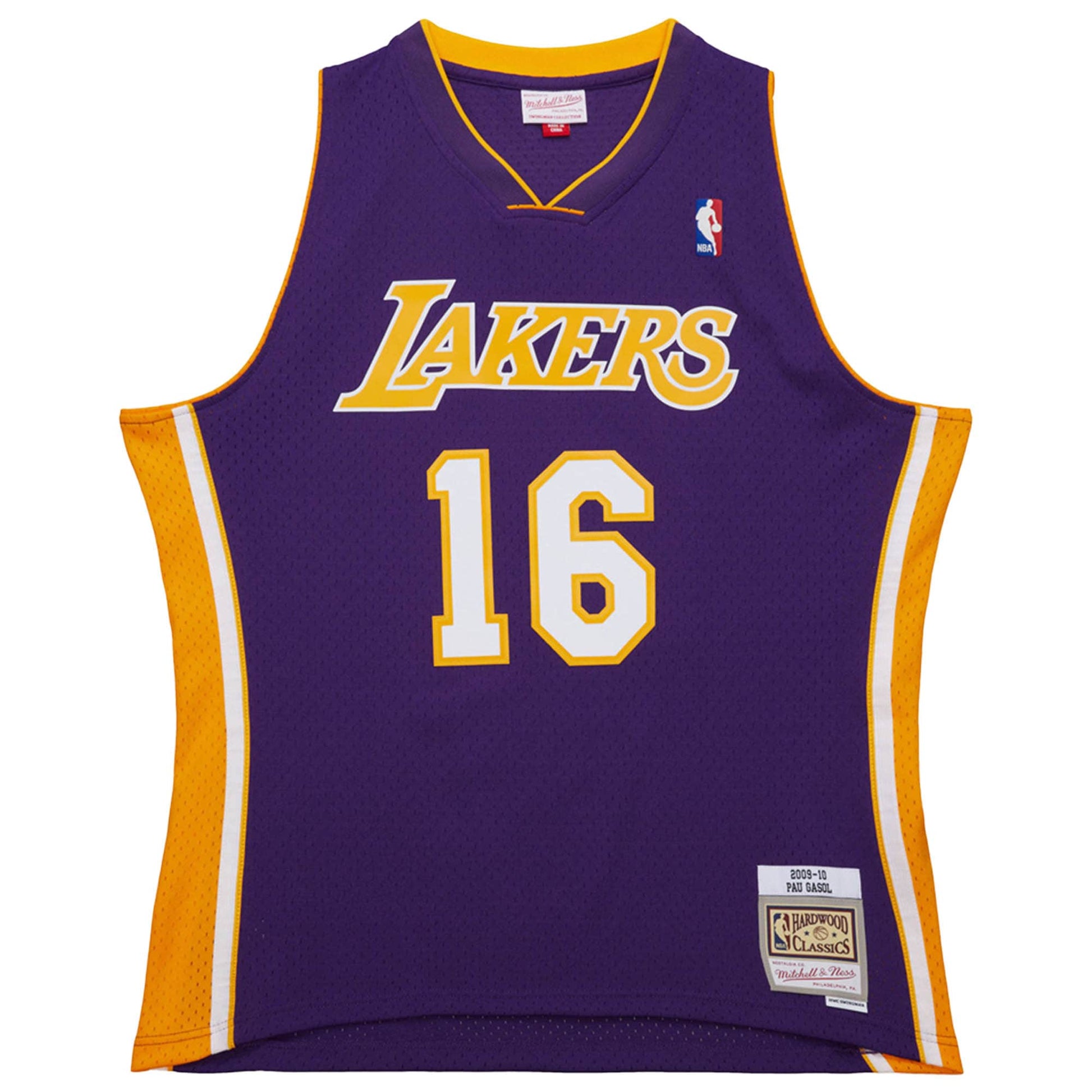 Men's Los Angeles Lakers Pau Gasol Mitchell & Ness Purple 2009/10 Hardwood Classics Swingman Jersey