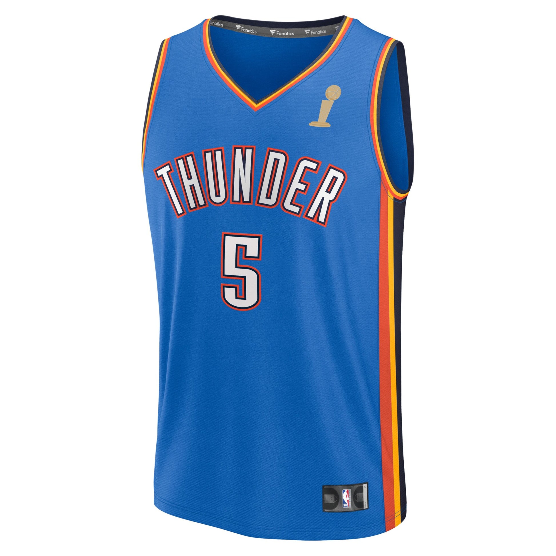Youth Oklahoma City Thunder Luguentz Dort Fanatics Blue 2025 NBA Finals Champions Fast Break Replica Player Jersey - Icon Edition