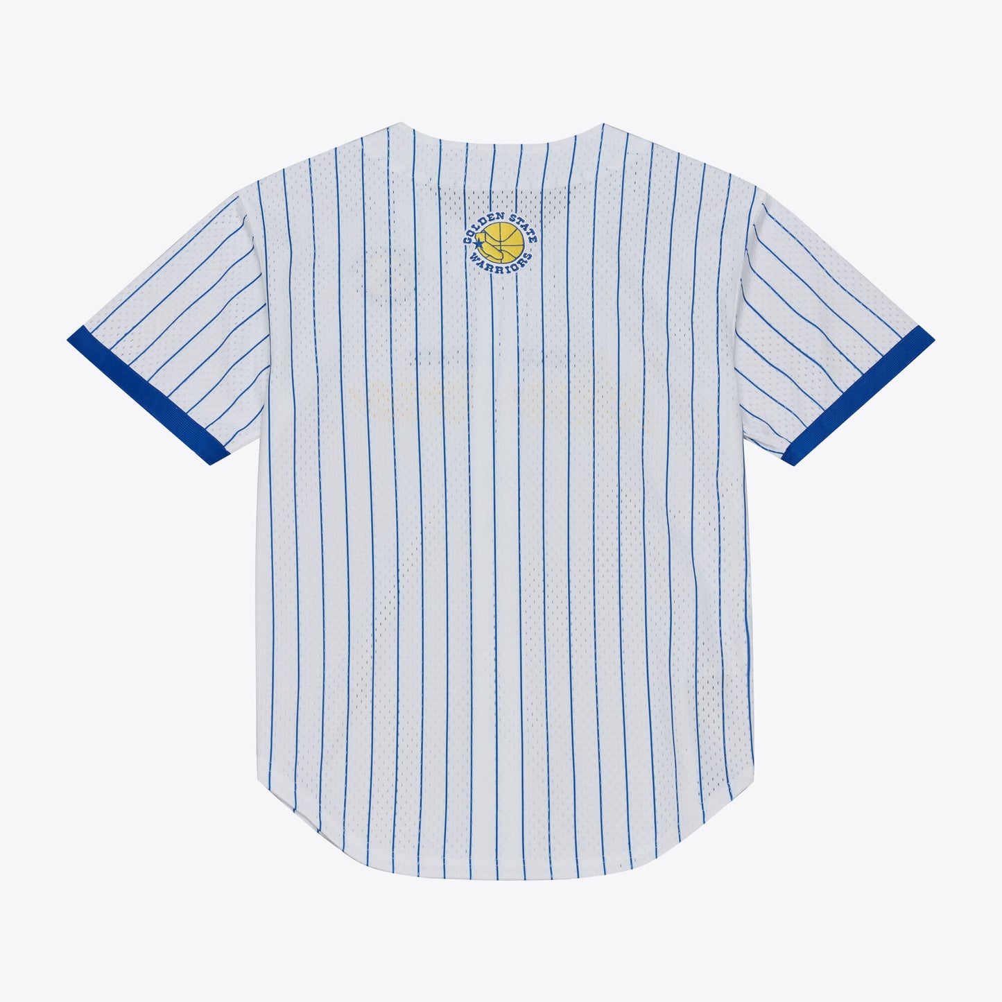 Men's Golden State Warriors Mitchell & Ness White Head Coach Pinstripe Mesh Full-Button Baseball Jersey