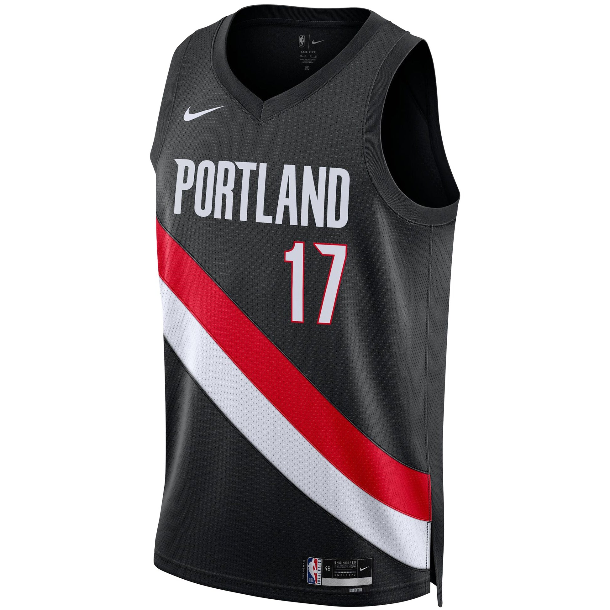 Unisex Portland Trail Blazers Shaedon Sharpe Nike Black Swingman Jersey - Icon Edition