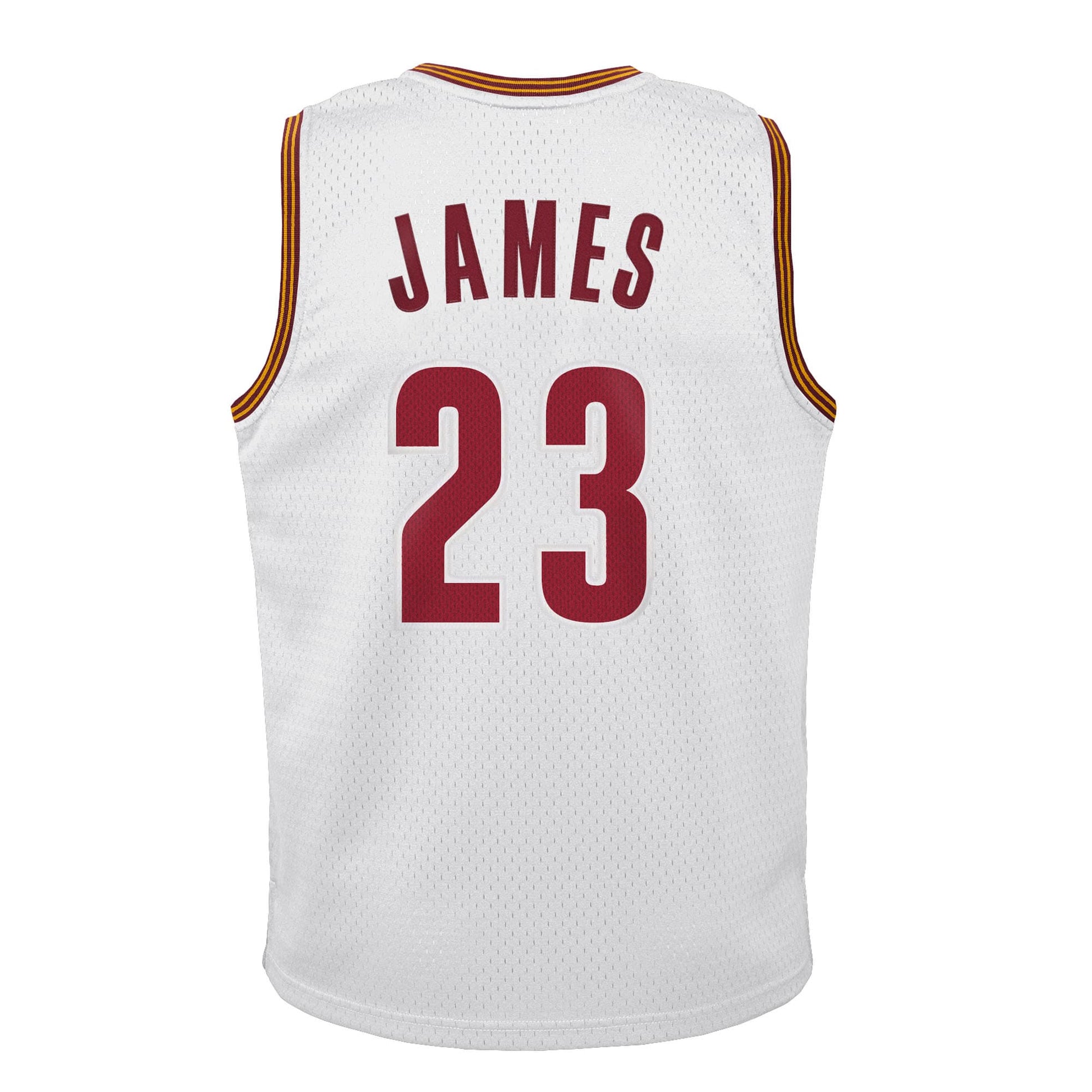 Youth Cleveland Cavaliers LeBron James Mitchell & Ness White 2015-16 Hardwood Classics Swingman Throwback Home Jersey
