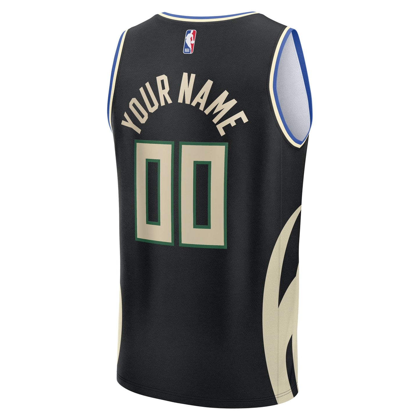 Youth Milwaukee Bucks Fanatics Black Fast Break Custom Replica Jersey - Statement Edition