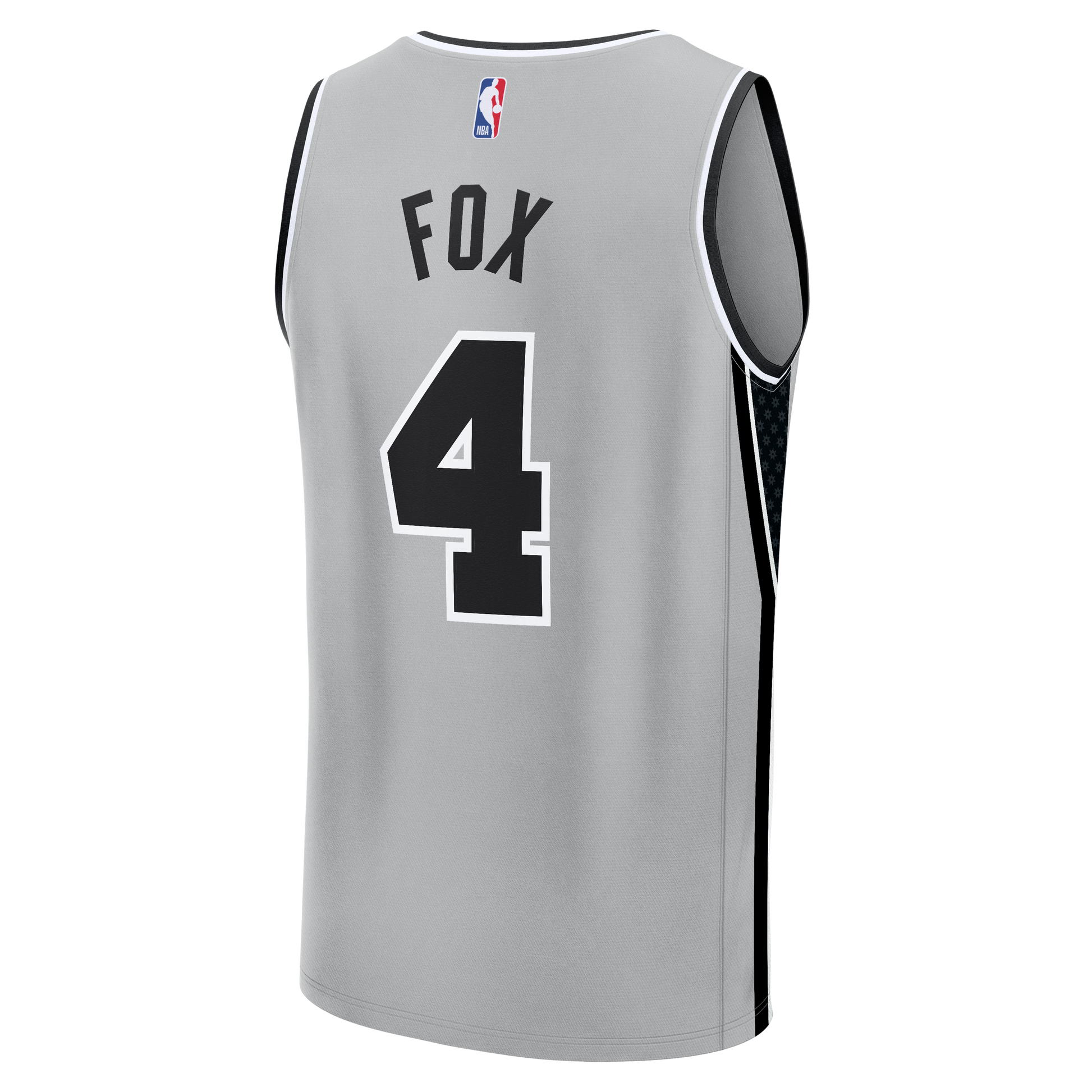 Youth San Antonio Spurs De'Aaron Fox Fanatics Silver Fast Break Jersey - Statement Edition